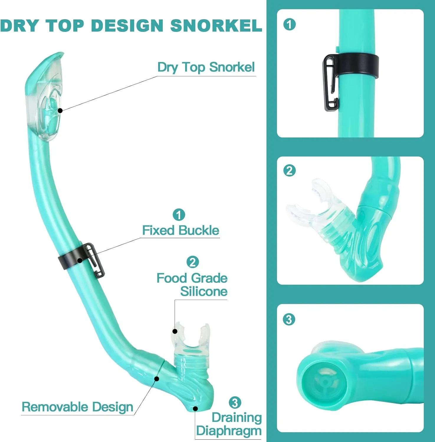 Kids Snorkeling Set - Adjustable Flippers   Panoramic Snorkel Mask   Dry Snorkel Tube   Travel Bags - Suitable for Kids & Juniors, Age 5-14