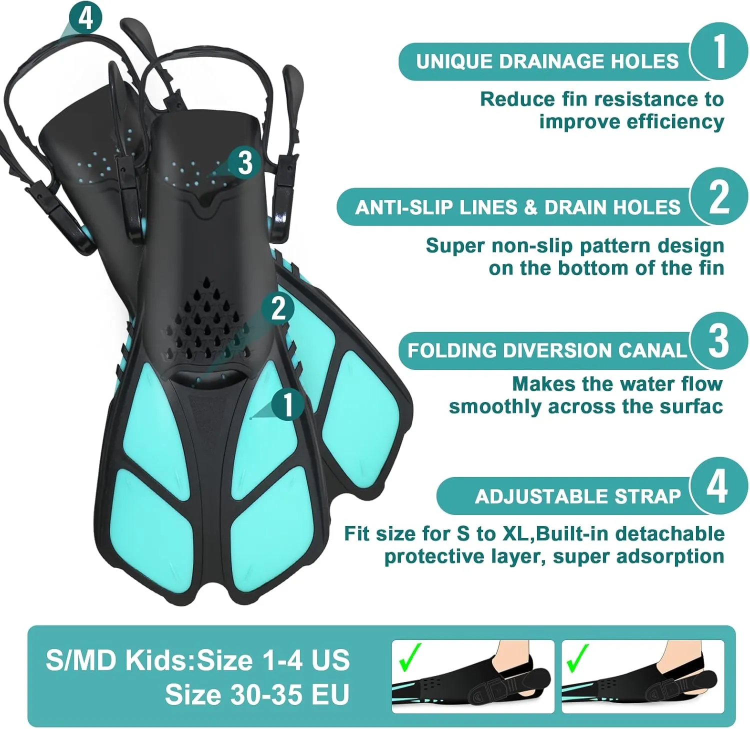 Kids Snorkeling Set - Adjustable Flippers   Panoramic Snorkel Mask   Dry Snorkel Tube   Travel Bags - Suitable for Kids & Juniors, Age 5-14