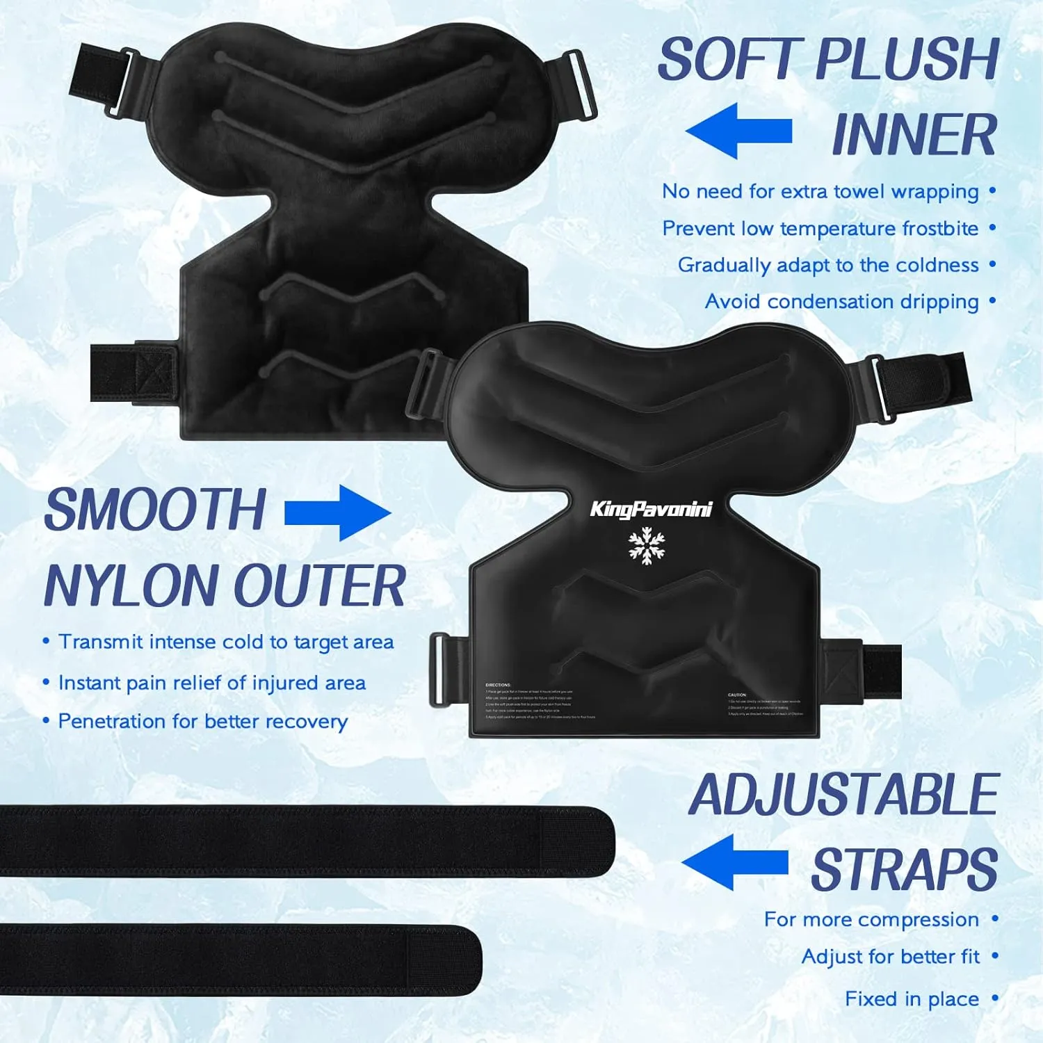KingPavonini Shoulder Ice Pack Rotator Cuff Cold Therapy, Reusable Gel Ice Pack for Shoulder Injuries, Shoulder Ice Pack Wrap for Pain Relief, Swelling, Shoulders Surgery, Tendonitis, Bursitis, Black
