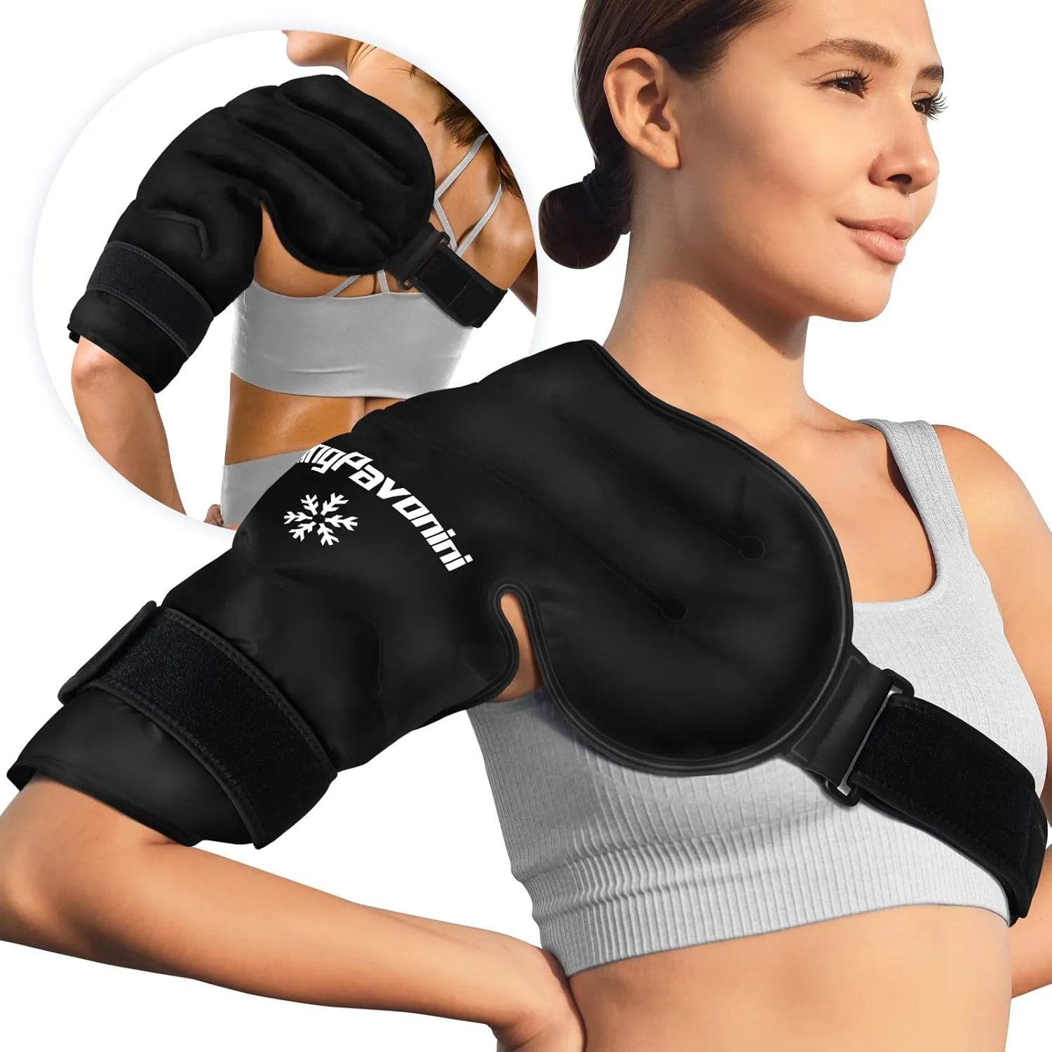 KingPavonini Shoulder Ice Pack Rotator Cuff Cold Therapy, Reusable Gel Ice Pack for Shoulder Injuries, Shoulder Ice Pack Wrap for Pain Relief, Swelling, Shoulders Surgery, Tendonitis, Bursitis, Black
