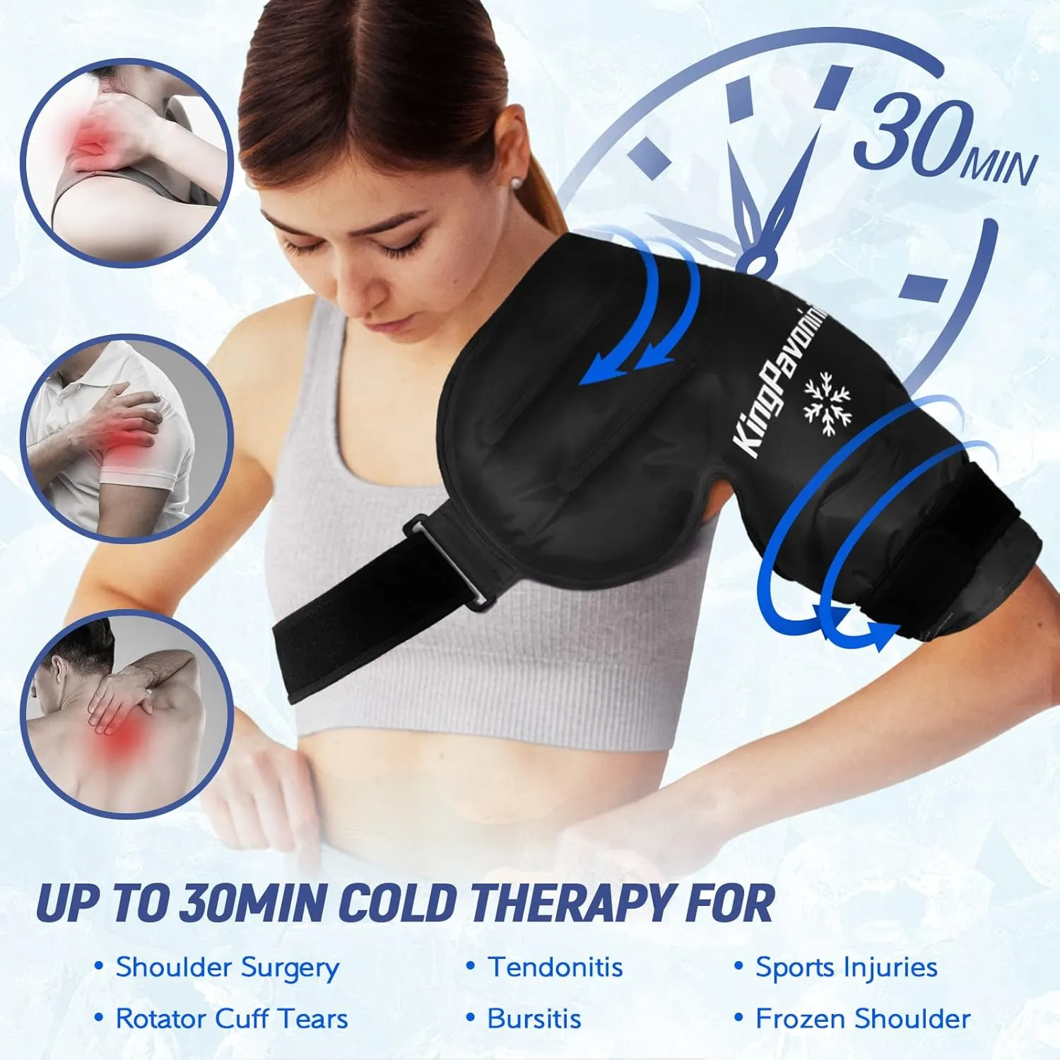 KingPavonini Shoulder Ice Pack Rotator Cuff Cold Therapy, Reusable Gel Ice Pack for Shoulder Injuries, Shoulder Ice Pack Wrap for Pain Relief, Swelling, Shoulders Surgery, Tendonitis, Bursitis, Black