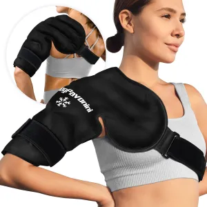 KingPavonini Shoulder Ice Pack Rotator Cuff Cold Therapy, Reusable Gel Ice Pack for Shoulder Injuries, Shoulder Ice Pack Wrap for Pain Relief, Swelling, Shoulders Surgery, Tendonitis, Bursitis, Black