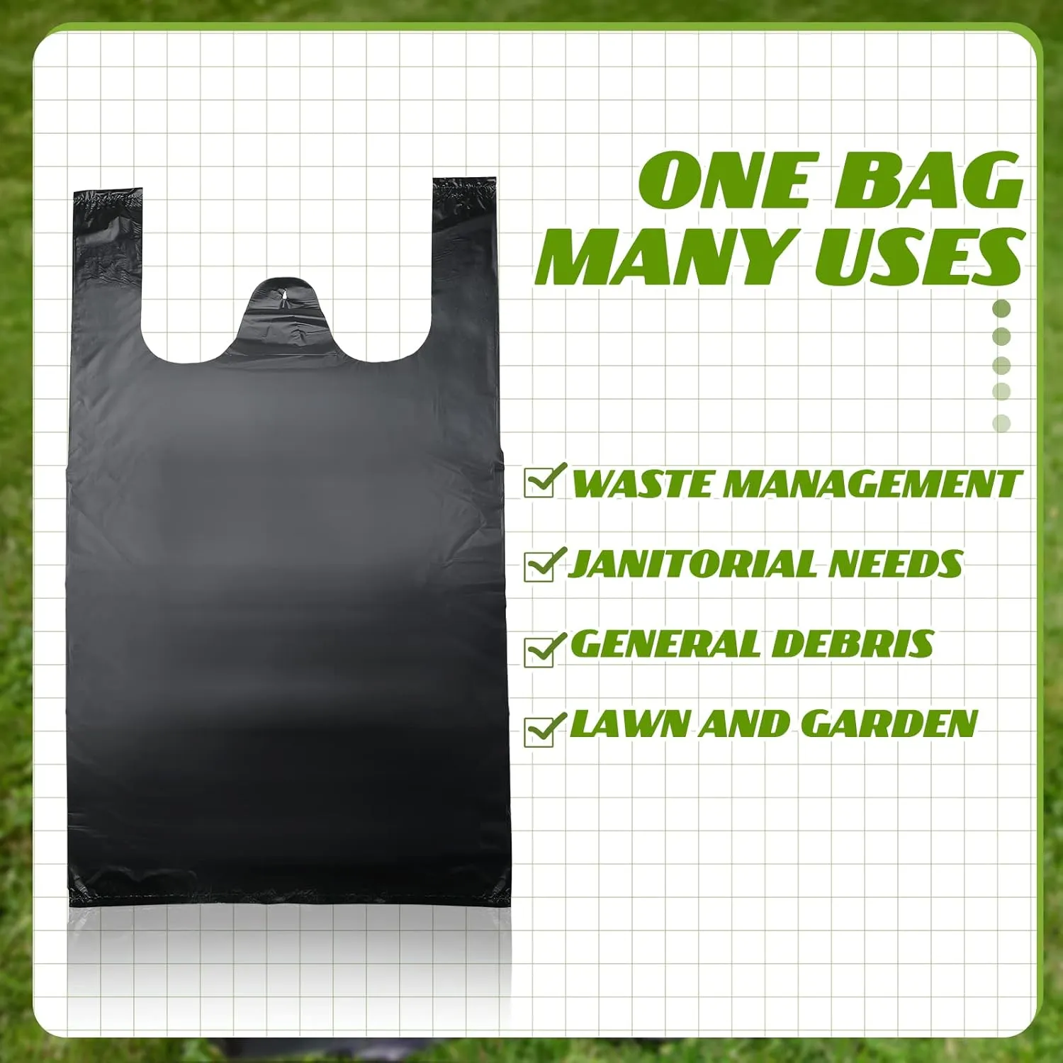 Kisston 400 Count Jumbo Size Plastic T Shirt Bags with Handles, 35 Mic, XX Large Plain Plastic T Shirt Grocery Bags, Thick and Heavy Duty (Black,20" x 12")