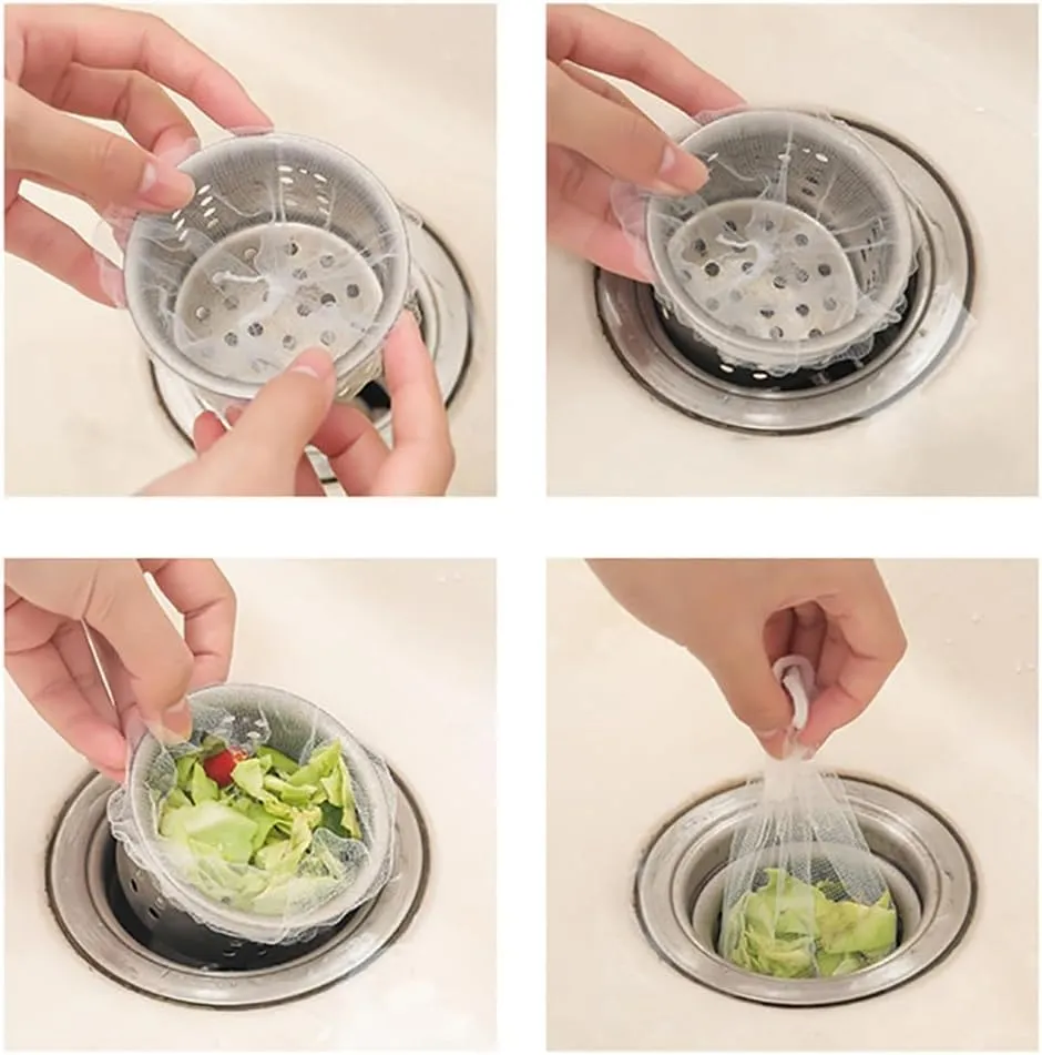 Kitchen Sink Strainer Bag, Mesh Sink Strainer Bags, Kitchen Sink Strainer Mesh Bag- 200 Pcs Disposable Sink Net Strainer Filter Bags for Sink Drain for (300PC)