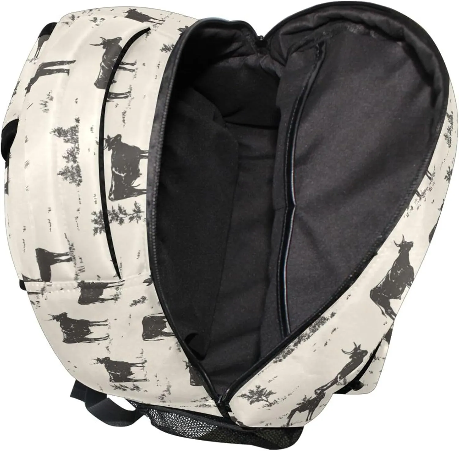 KLL Laptop Backpack for Teacher Nurse Waterproof Sports Backpack with Chest Strap Gift Men & Women Western Cowboy Cow Primitive Charm