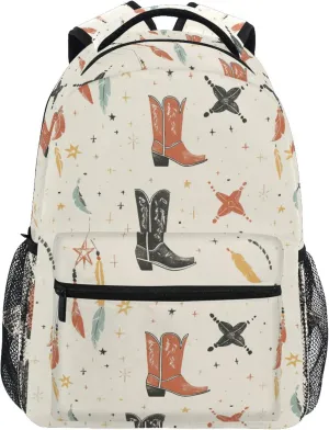 KLL Sport Backpack for Women Men Fashion Sports Backpack with Chest Strap for Business Work College Travel Trip Western Cowboy Dream Catcher Boots