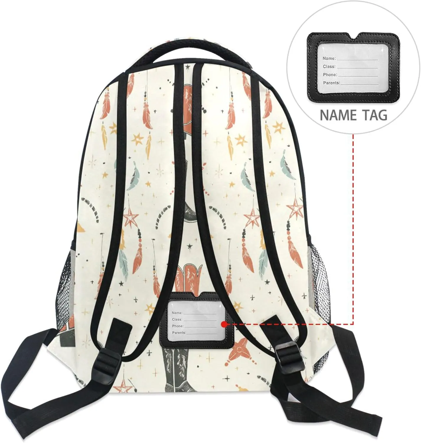 KLL Sport Backpack for Women Men Fashion Sports Backpack with Chest Strap for Business Work College Travel Trip Western Cowboy Dream Catcher Boots