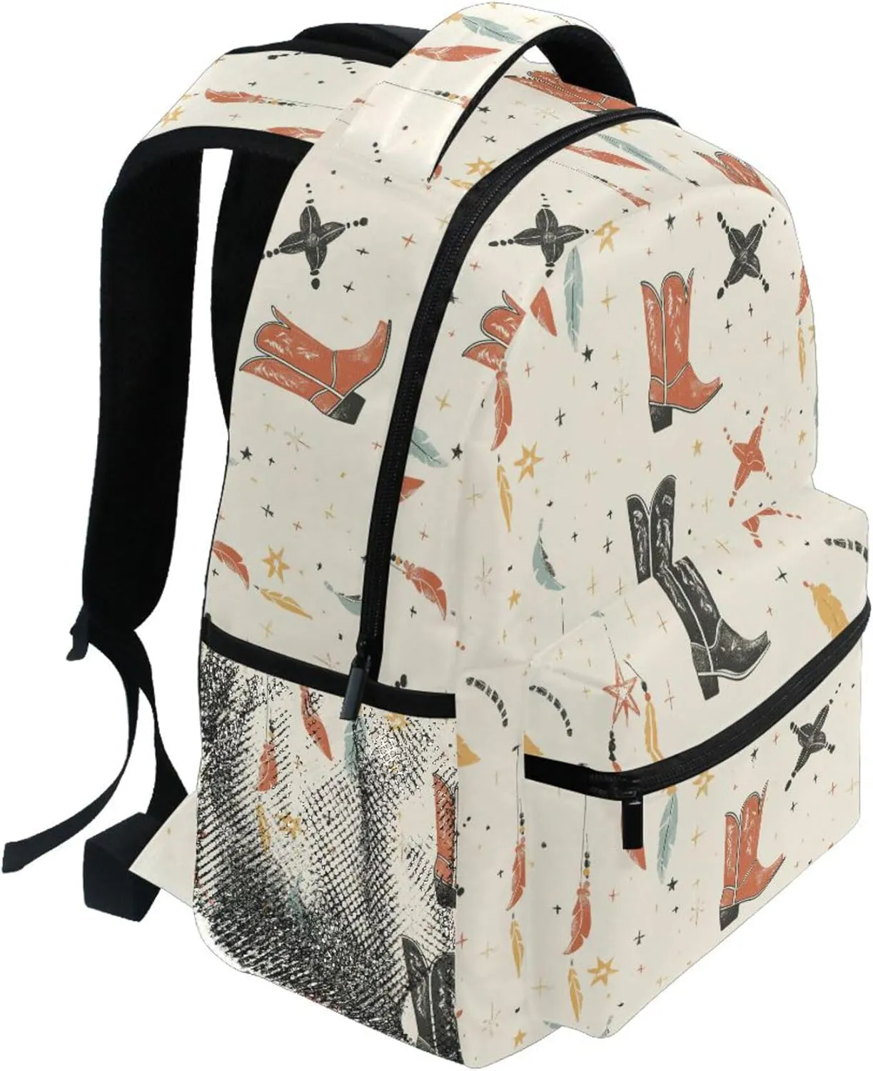 KLL Sport Backpack for Women Men Fashion Sports Backpack with Chest Strap for Business Work College Travel Trip Western Cowboy Dream Catcher Boots