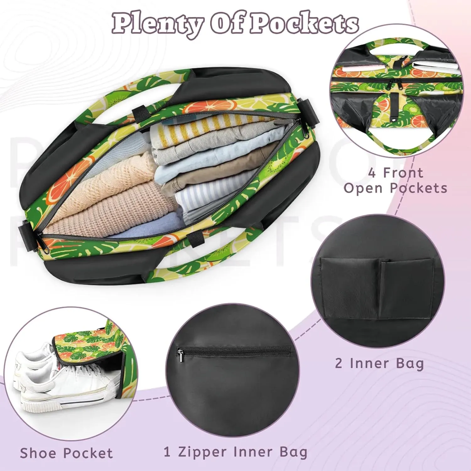 KOBLEN Yoga Gym Bags for Women Duffel Bag with Shoe Compartment and Yoga Mat Portable Weekender Bags for Pilates Travel Offices Workout Beach