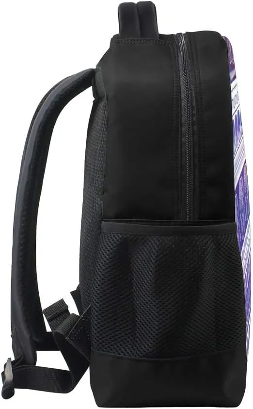 Kuizee Classic Backpack Schoolbag Adjustable Padded Shoulder Straps Daypack ﻿Purple Ethnic Folk Elephant Casual Bags Durable College Daily 16Inch