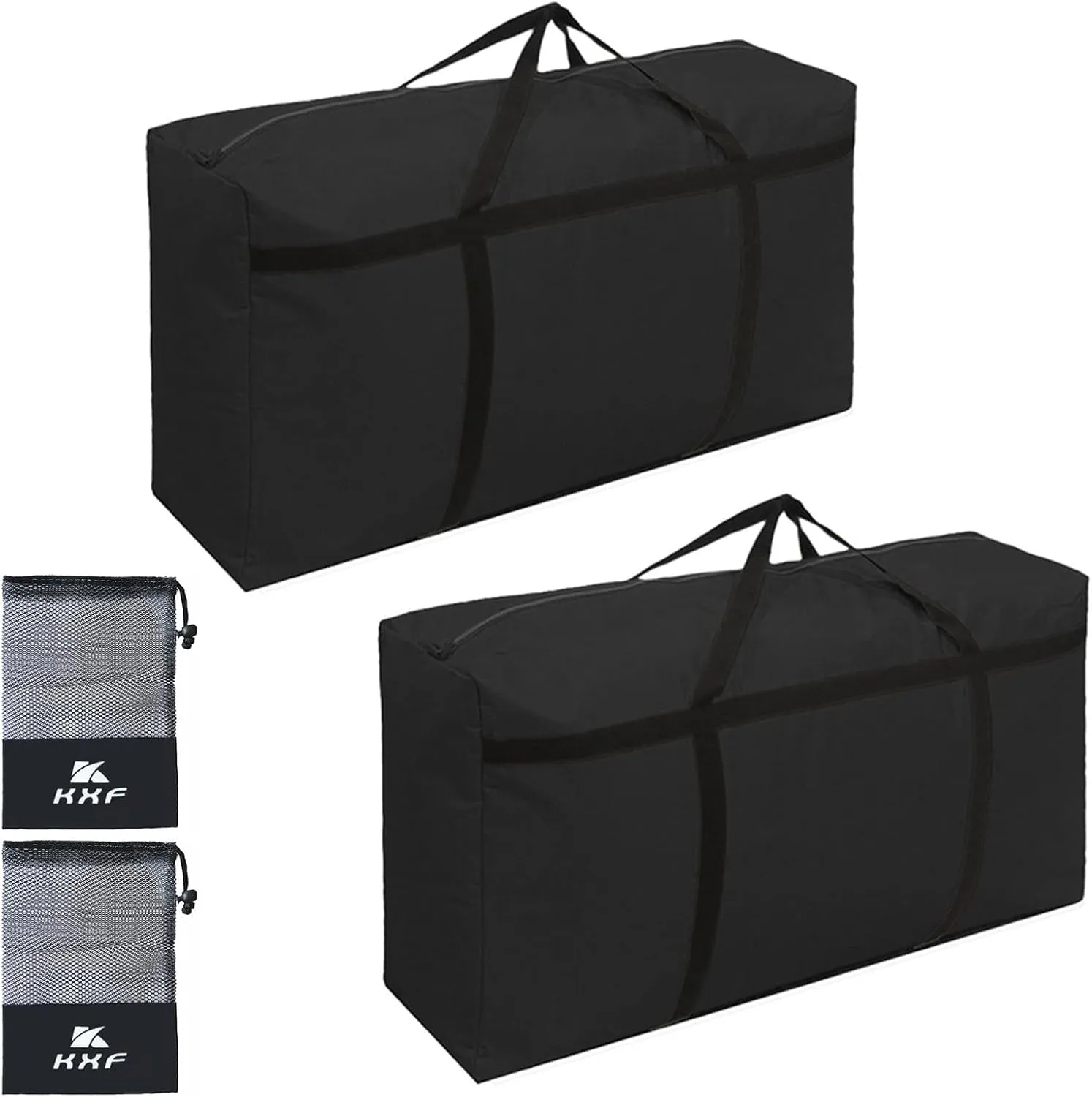 KXF Extra Large 180L Storage Bags with Handles Waterproof Durable Black Carry Bag Under Bed Organizer Duffelbag for Travel Moving Decorations Gym School 2pcs