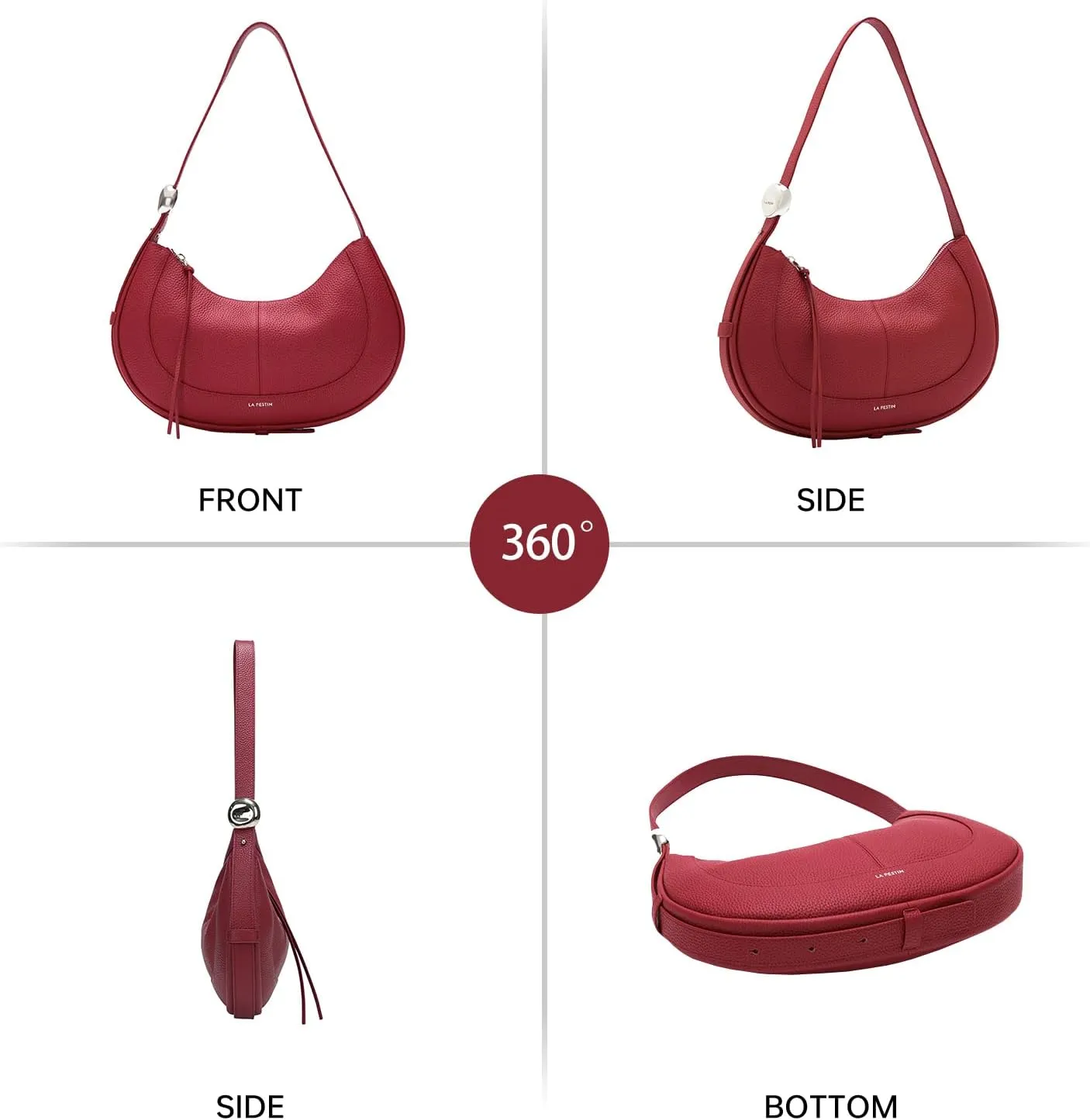 LAFESTIN Shoulder Bag for Women with Adjustable Strap Split Leather Crescent Crossbody Bags, Designer Trendy Satchel Purses
