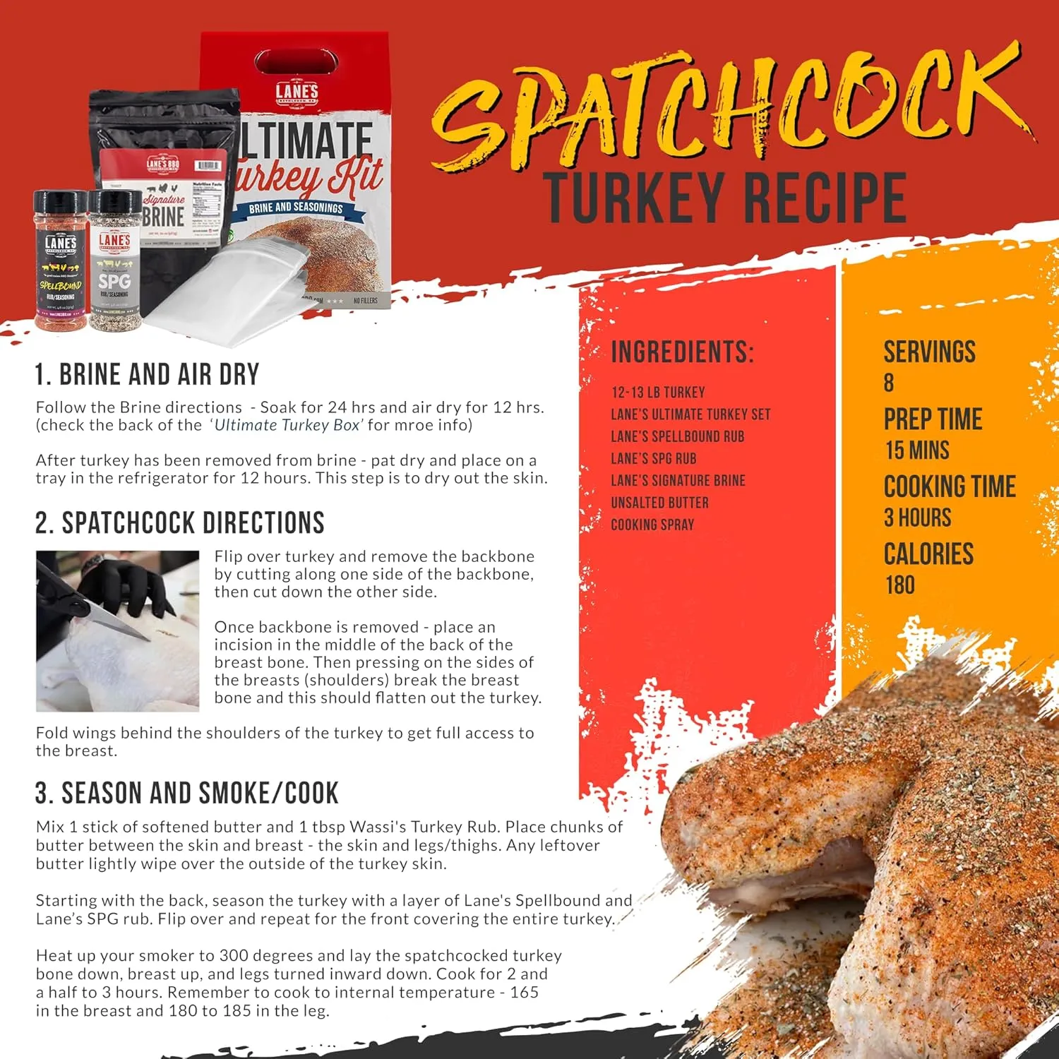 Lanes Ultimate Turkey Brine Kit with Bag & 1 Spellbound and 1 SPG Seasoning, 100% Natural, No Preservatives, No-MSG, Gluten-Free, Turkey Brine Bag, Made in USA