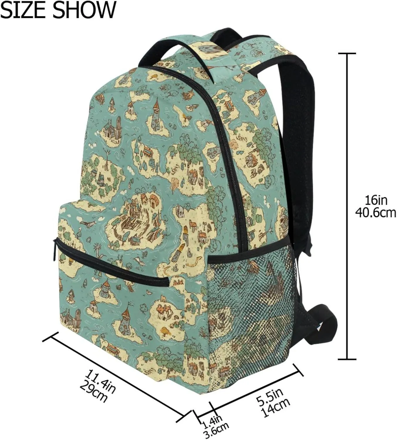Laptop Backpack for Teacher Nurse Fashion College School Computer Bag with Chest Strap Gift Men & Women Game Map