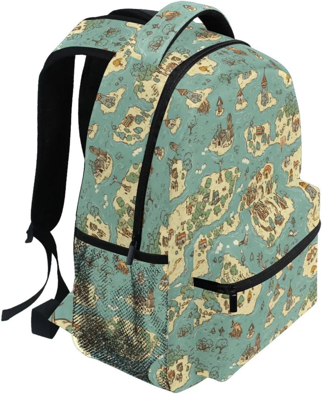 Laptop Backpack for Teacher Nurse Fashion College School Computer Bag with Chest Strap Gift Men & Women Game Map
