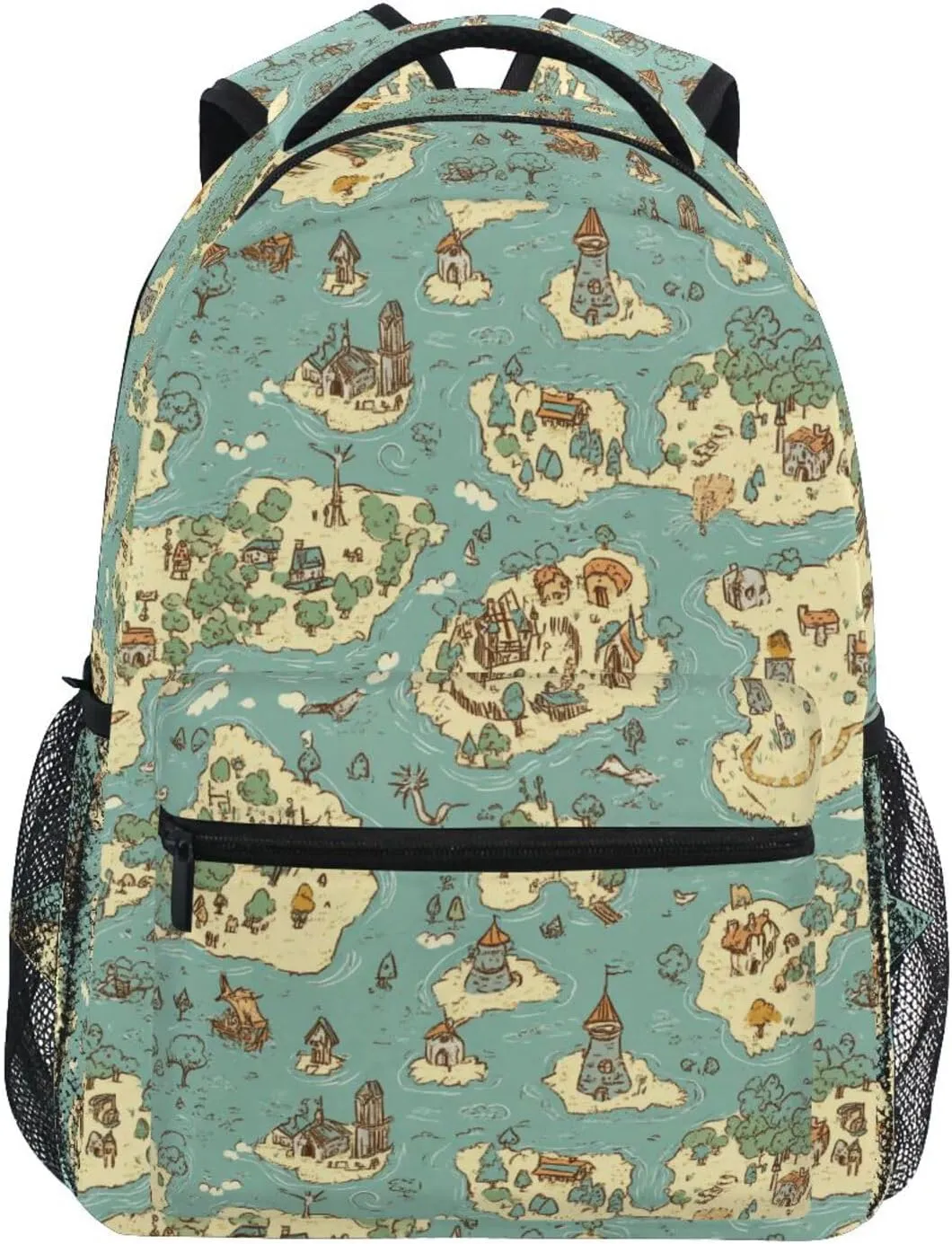 Laptop Backpack for Teacher Nurse Fashion College School Computer Bag with Chest Strap Gift Men & Women Game Map