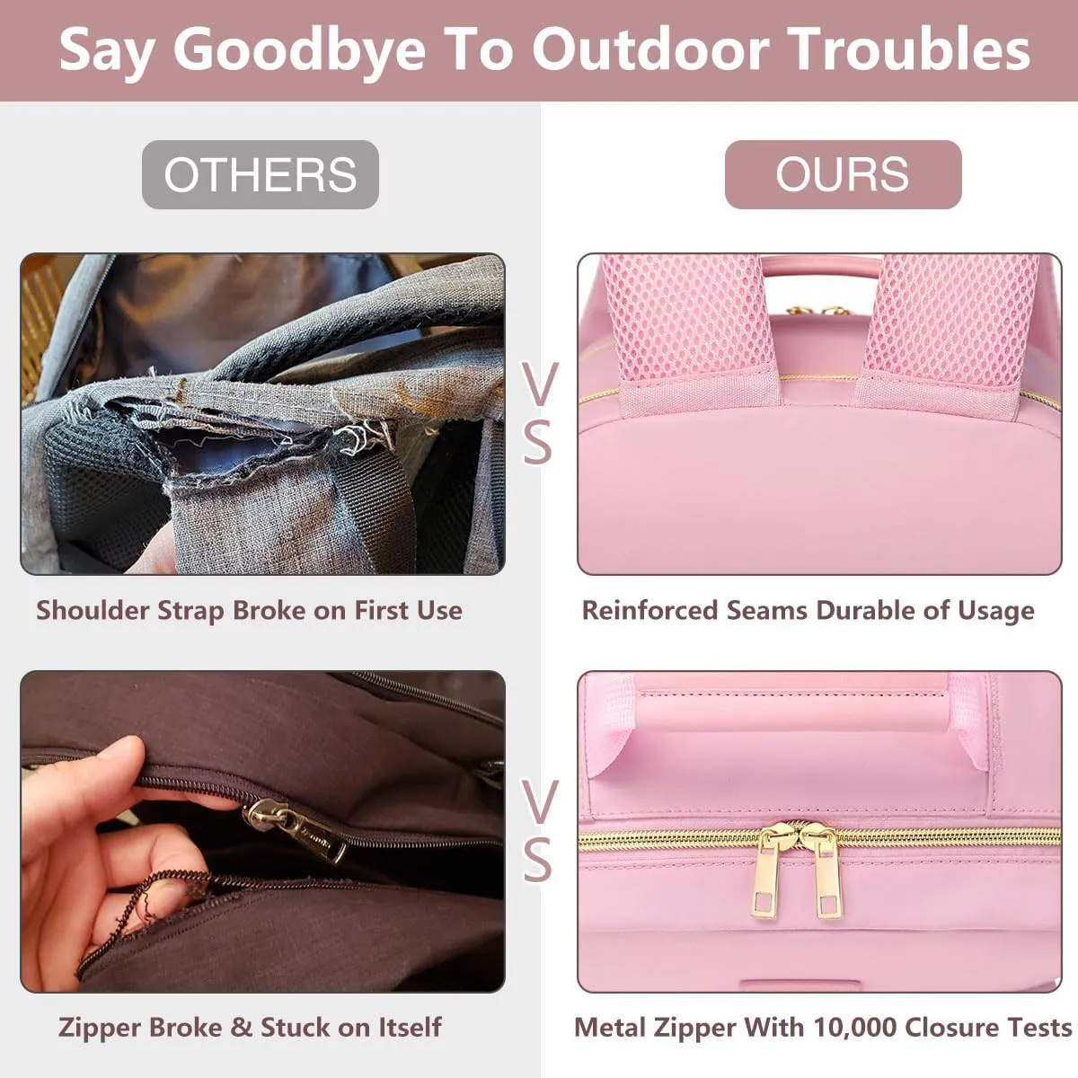 Laptop Backpack for Women Bookbag Cute Pink School Backpack for Teen Girls Nurse Bags Work Backpack Teacher Back Pack Waterproof 15.6 inch with USB Charging Port