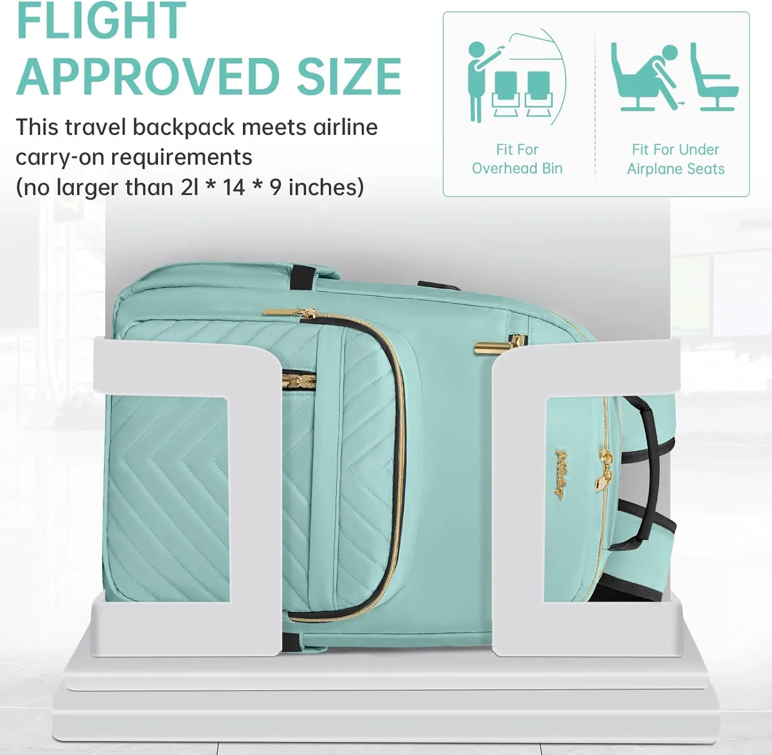 Laptop Backpack for Women, Work Travel Computer Bags, Quilted Casual Daypack with USB Port, Waterproof Computer Backpack Fit 15.6 Inch Laptop (Light Green)
