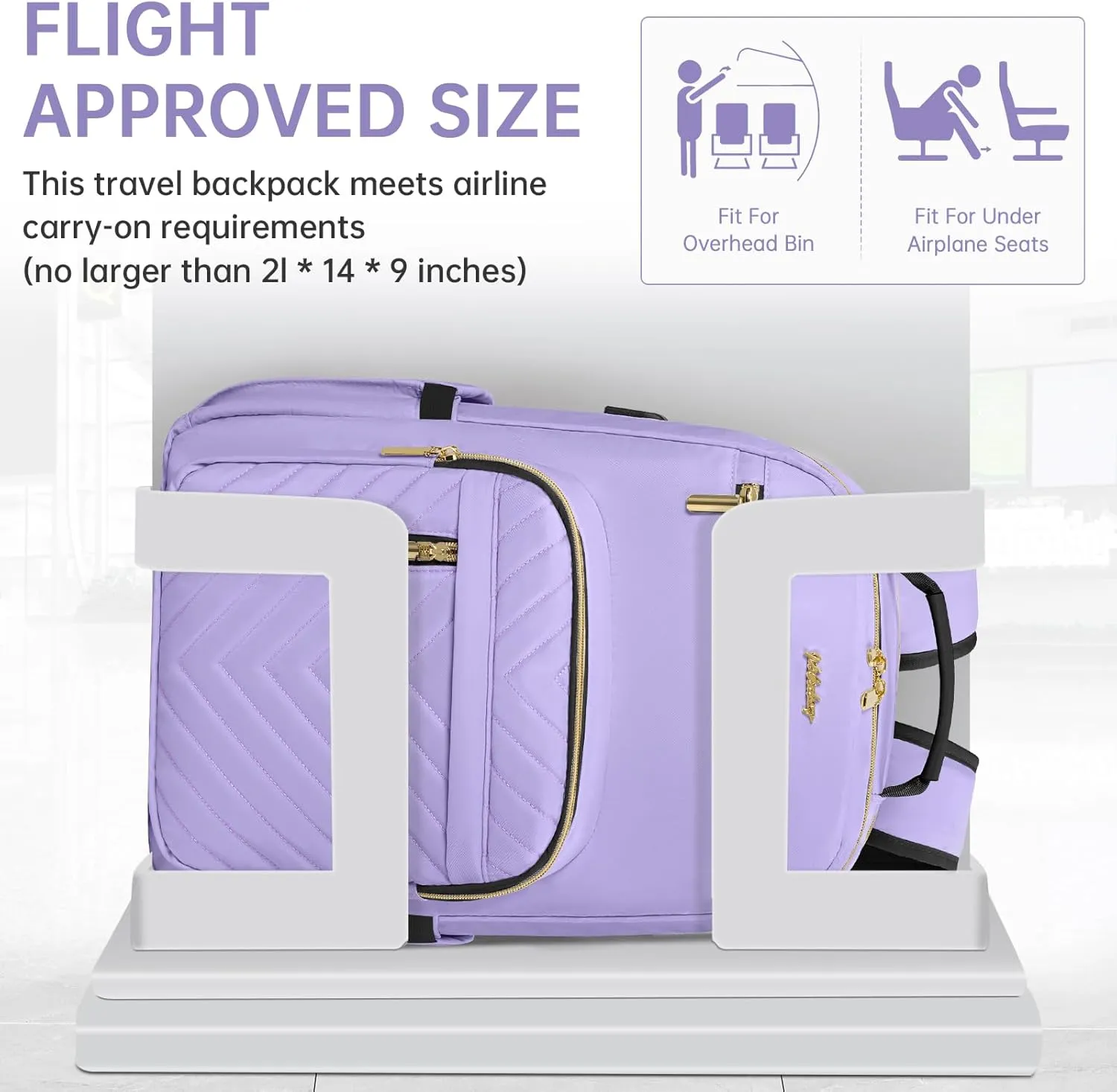 Laptop Backpack for Women, Work Travel Computer Bags, Quilted Casual Daypack with USB Port, Waterproof Computer Backpack Fit 15.6 Inch Laptop (Lilac Purple)