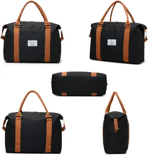 Large Capacity Travel Bag, Dry Wet Separation Gym Bag Duffle Bag Shoulder Bag, Lightweight Waterproof Foldable Tote Duffle Bag - Expandable Gym Bags,Sports Tote Bag for Men or Women… (Black)