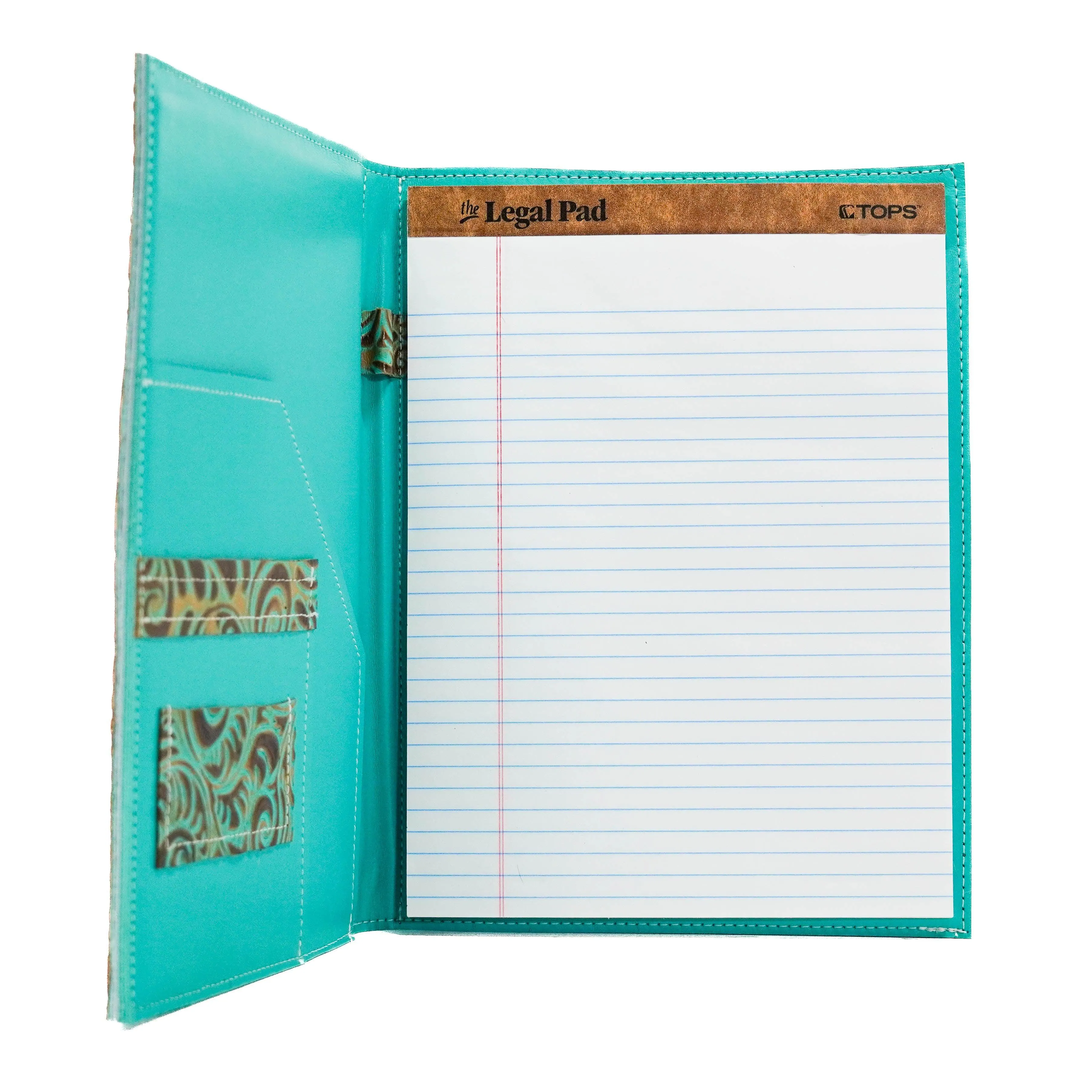 Large Notepad Cover - Longhorn w/ Turquoise Caracole