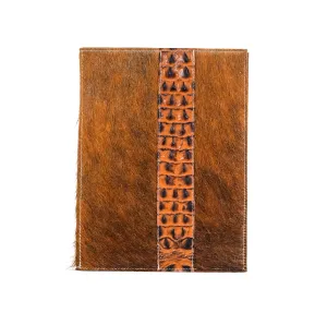 Large Notepad Cover - Red Brindle w/ Saddle Croc