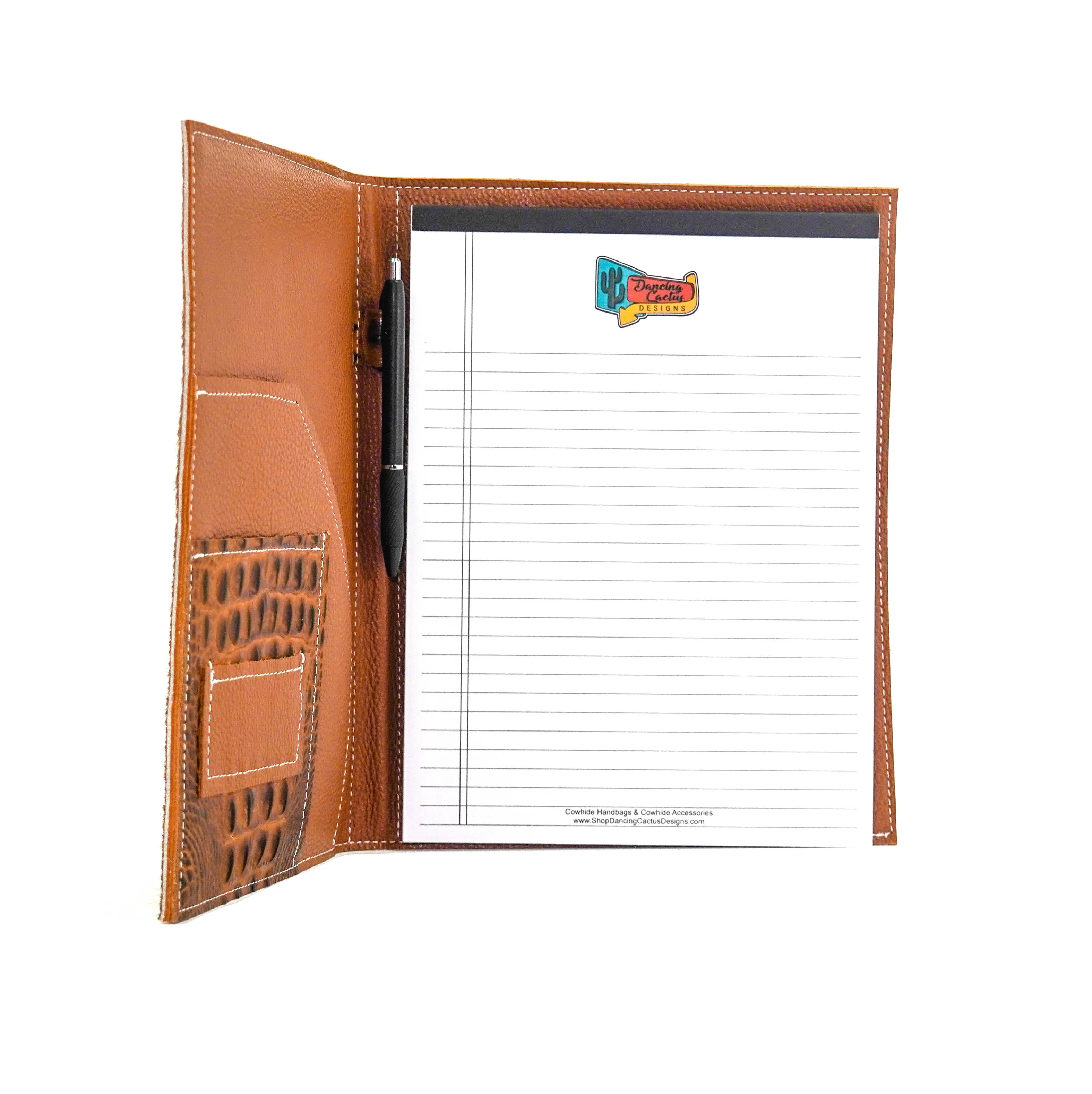 Large Notepad Cover - Red Brindle w/ Saddle Croc