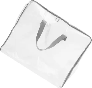 Large Portable Folding Storage Bag Heavy Duty Under Bed Organizer for Clothes Blankets Quilts More Transparent Design with Handles for Moving and Travel Storage