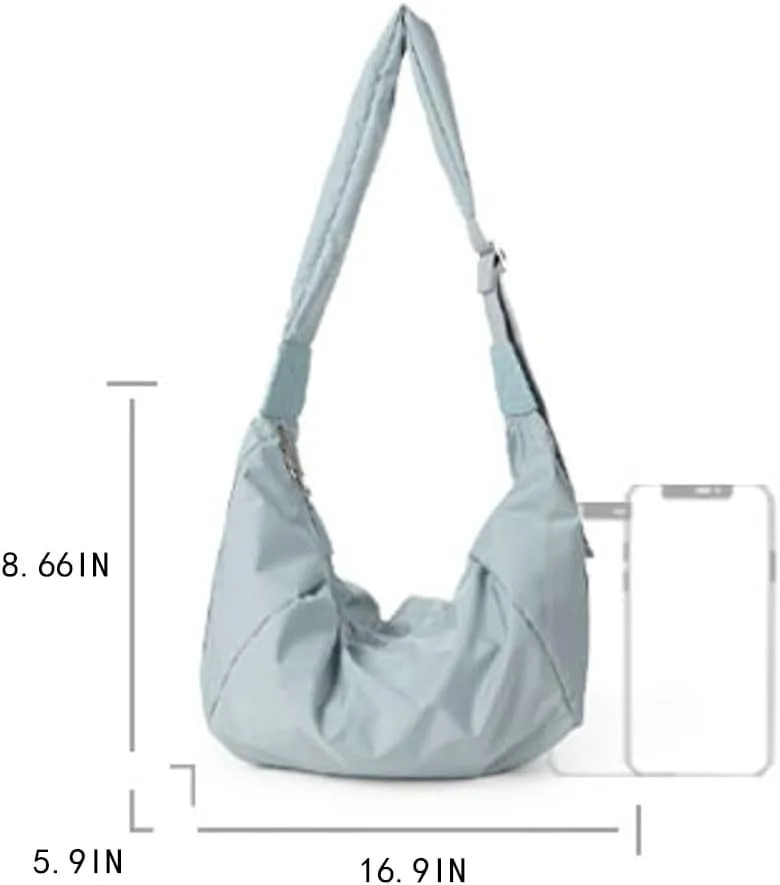 Large Puffer Crossbody Bags for Women Trendy Hobo Crescent Shoulder Bag casual Tote Bag