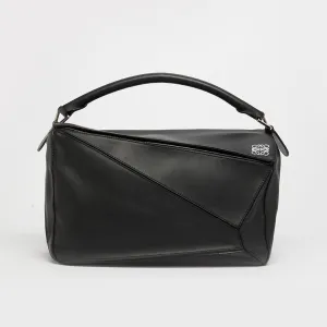 Large Puzzle Bag in Black Smooth Leather