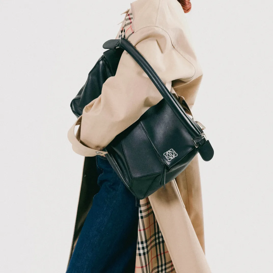 Large Puzzle Bag in Black Smooth Leather