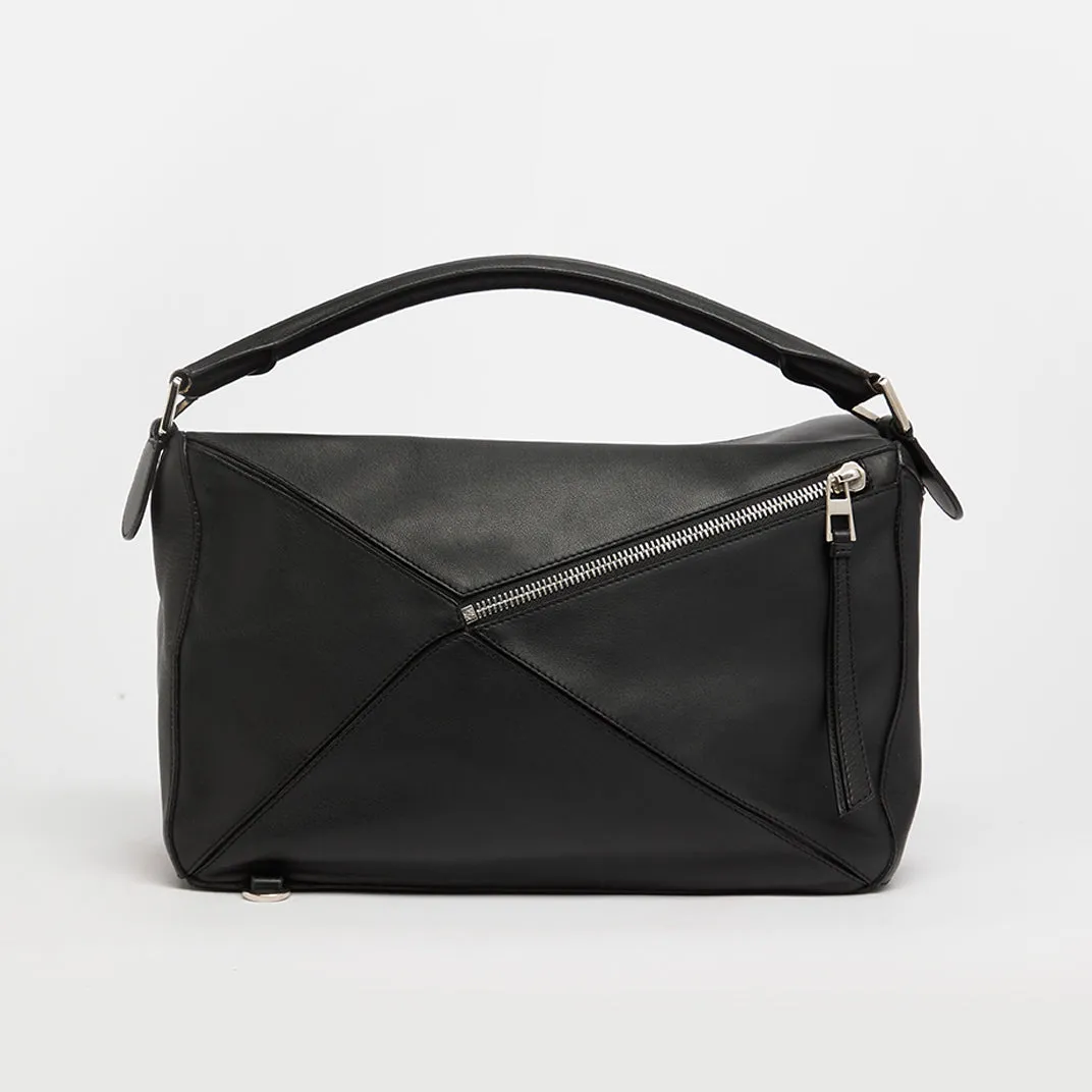 Large Puzzle Bag in Black Smooth Leather