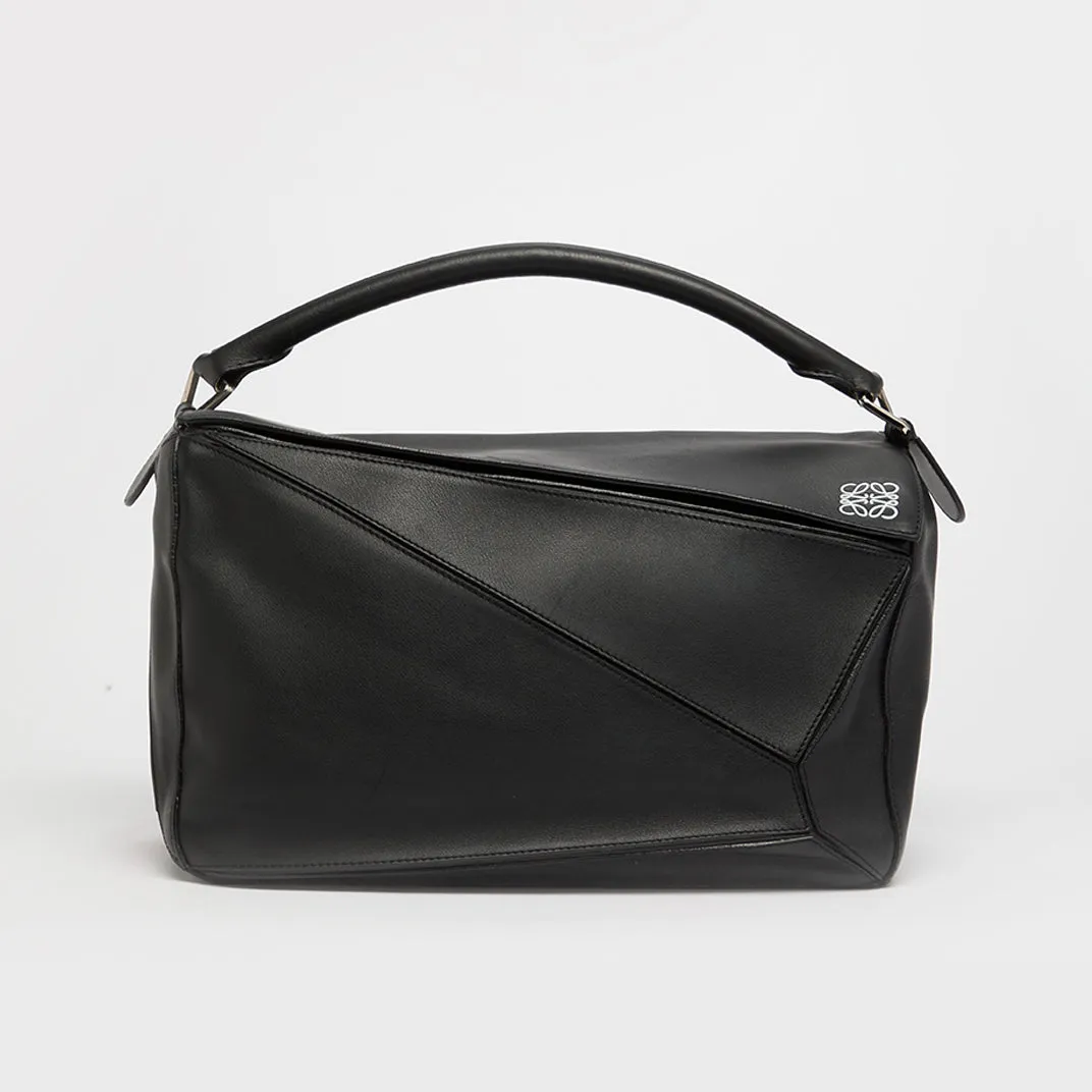 Large Puzzle Bag in Black Smooth Leather