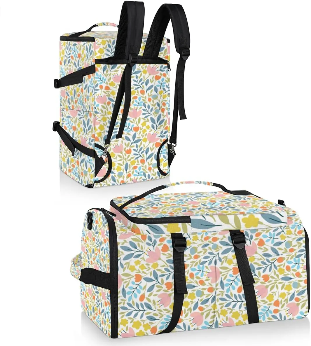 Large Sports Gym Bag With Shoe & Laptop Compartment 47L Waterproof Travel Duffel Bags for Men Women Colorful Cartoon Floral Luggage Backpack Duffle Bag