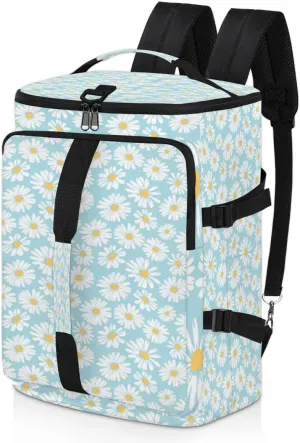 Large Sports Gym Bag With Shoe & Laptop Compartment 47L Waterproof Travel Duffel Bags for Men Women Daisy Floral Blue Luggage Backpack Duffle Bag