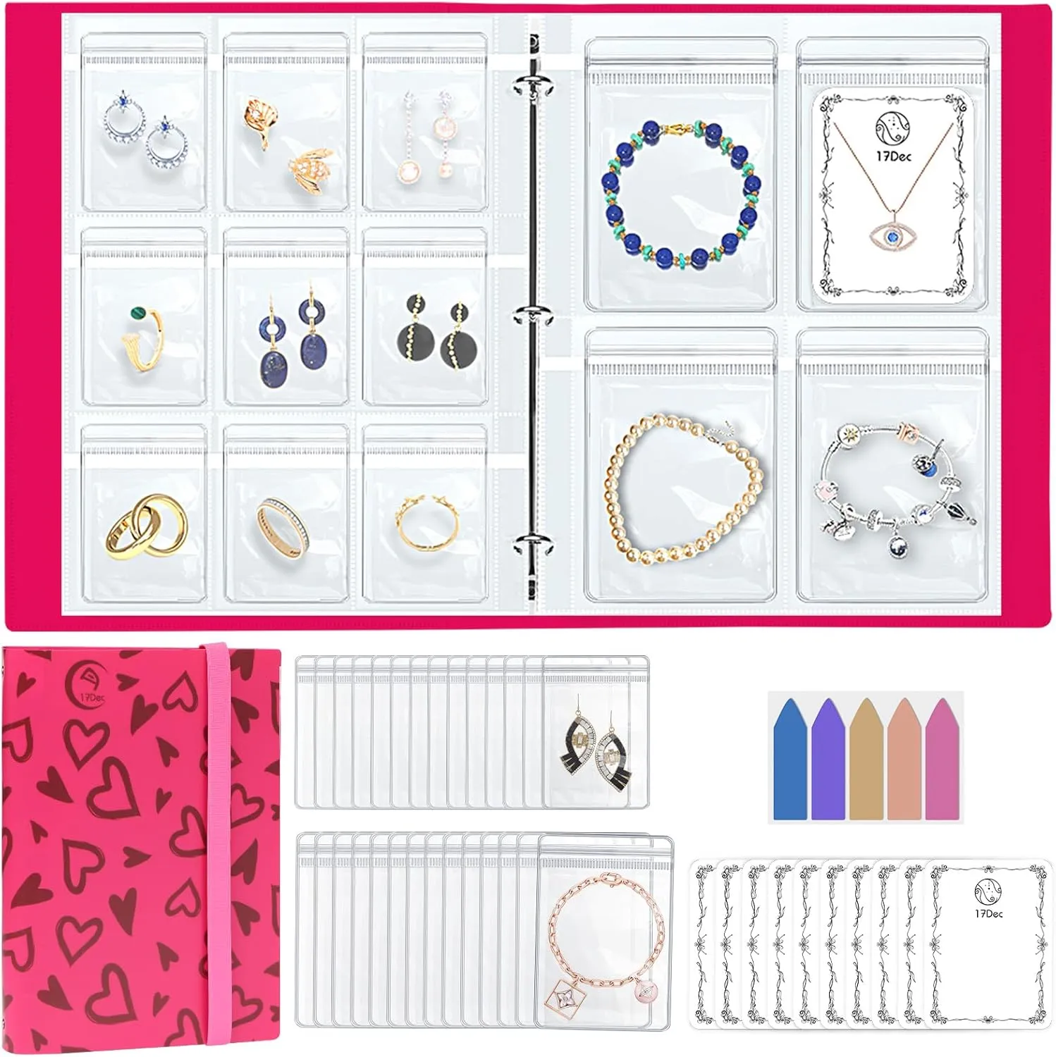 Large Transparent Jewelry Storage Book with 300 Pockets and 50 Jewelry Pouches,Travel Jewelry Organizer and Storage,Jewelry Binder Organizer for Earring,Bracelet,Necklace