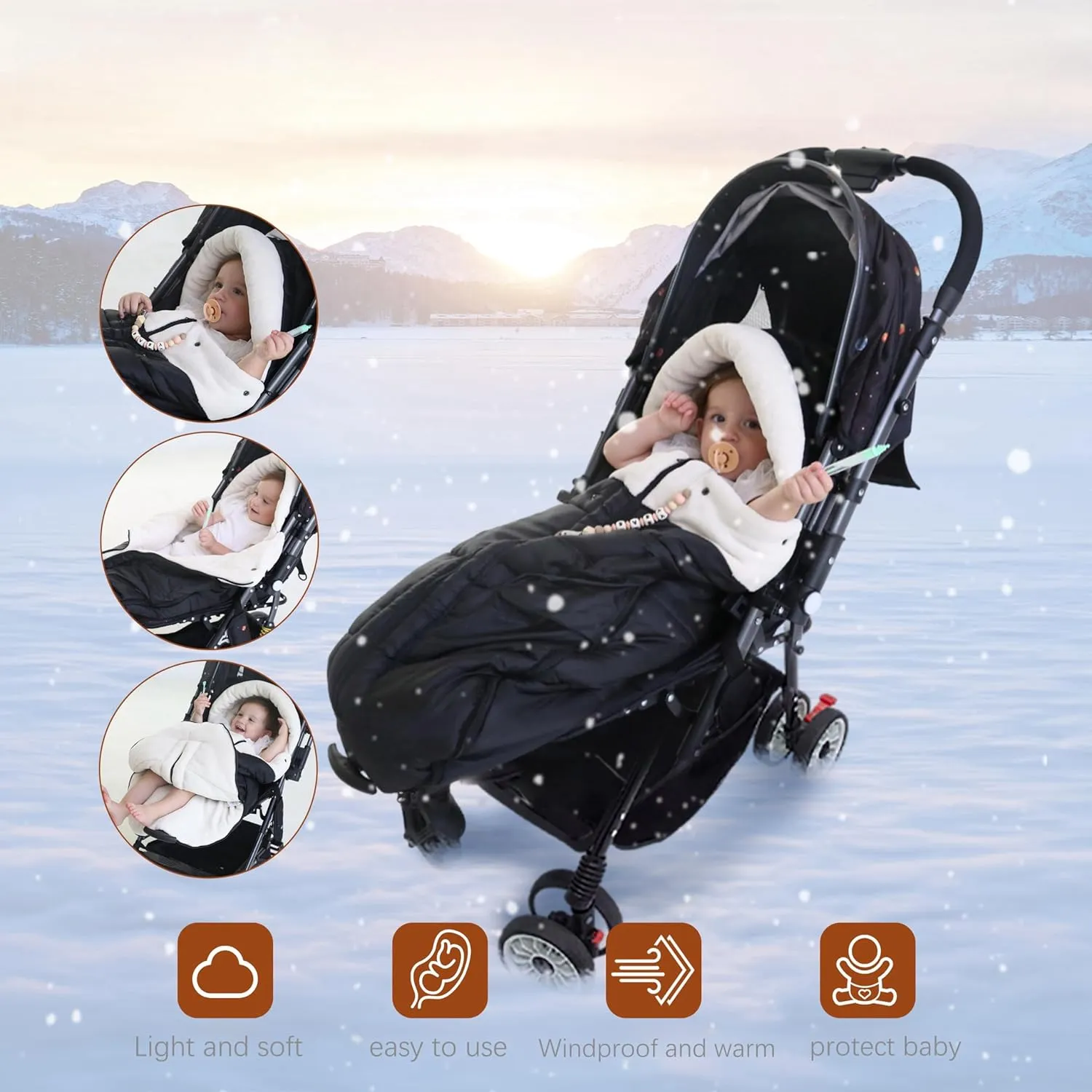 LAT Winter Warm Universal Stroller Footmuff 40.2 * 22 in - Bunting Bag, Toddler Sleeping Sack, Car Seat & Carrier Cover - Baby Essentials, Fits All Strollers