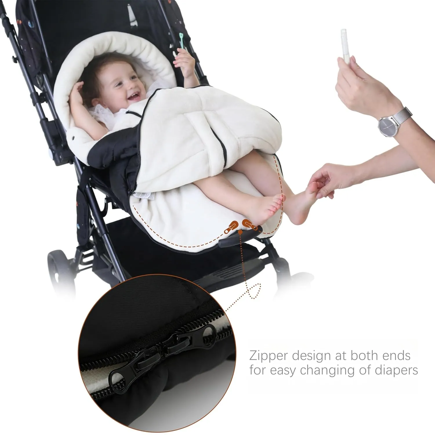 LAT Winter Warm Universal Stroller Footmuff 40.2 * 22 in - Bunting Bag, Toddler Sleeping Sack, Car Seat & Carrier Cover - Baby Essentials, Fits All Strollers
