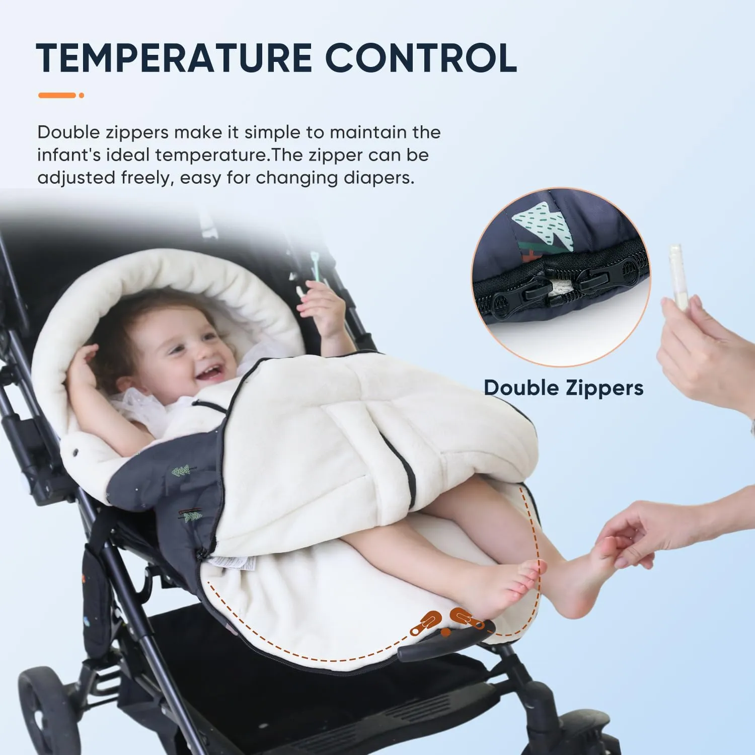 LAT Winter Warm Universal Stroller Footmuff, Baby Bunting Bag, Toddler Sleeping Sack, Car Seat & Carrier Cover - Winter Essentials, Fits All Strollers