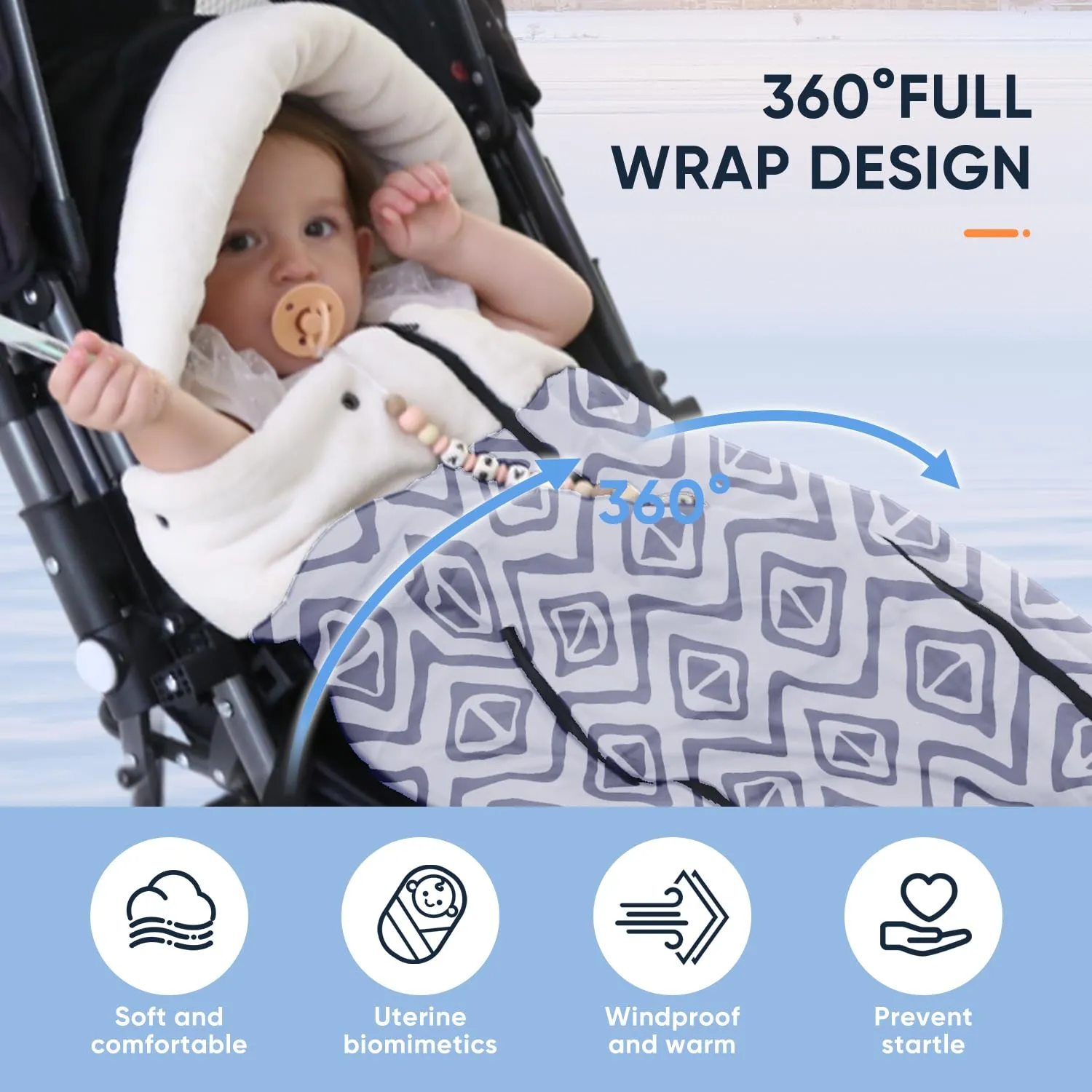 LAT Winter Warm Universal Stroller Footmuff Bunting Bag Toddler Sleeping Sack Car Seat & Carrier Cover, Baby Essentials, Fits All Strollers