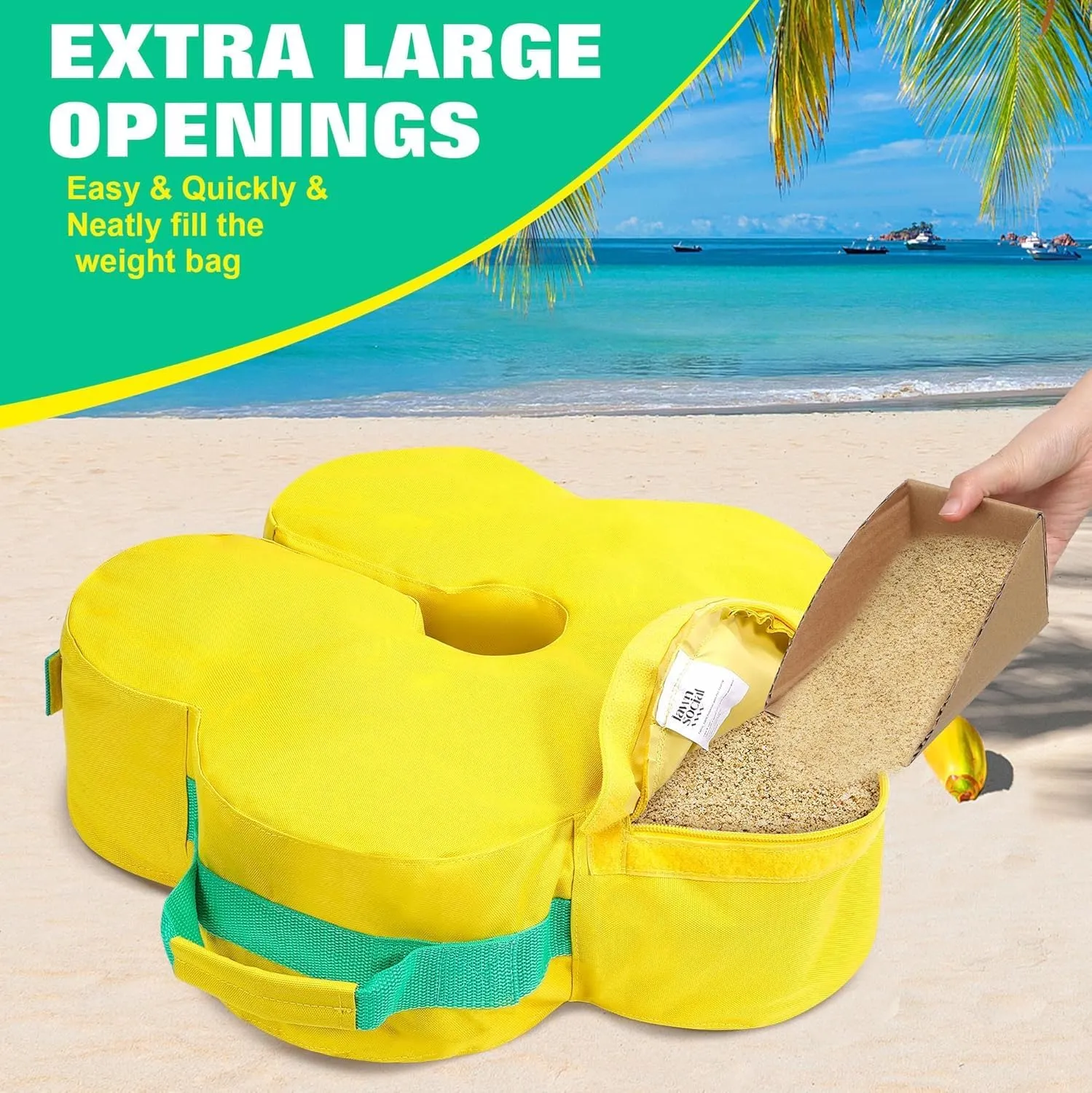 Lawn Social Umbrella Base Weight Bag, Round Heavy Duty Sand Bags for Cantilever Patio Umbrella, Universal Fit for Any Offset Design, Stabilize and Secure Umbrella (Yellow)