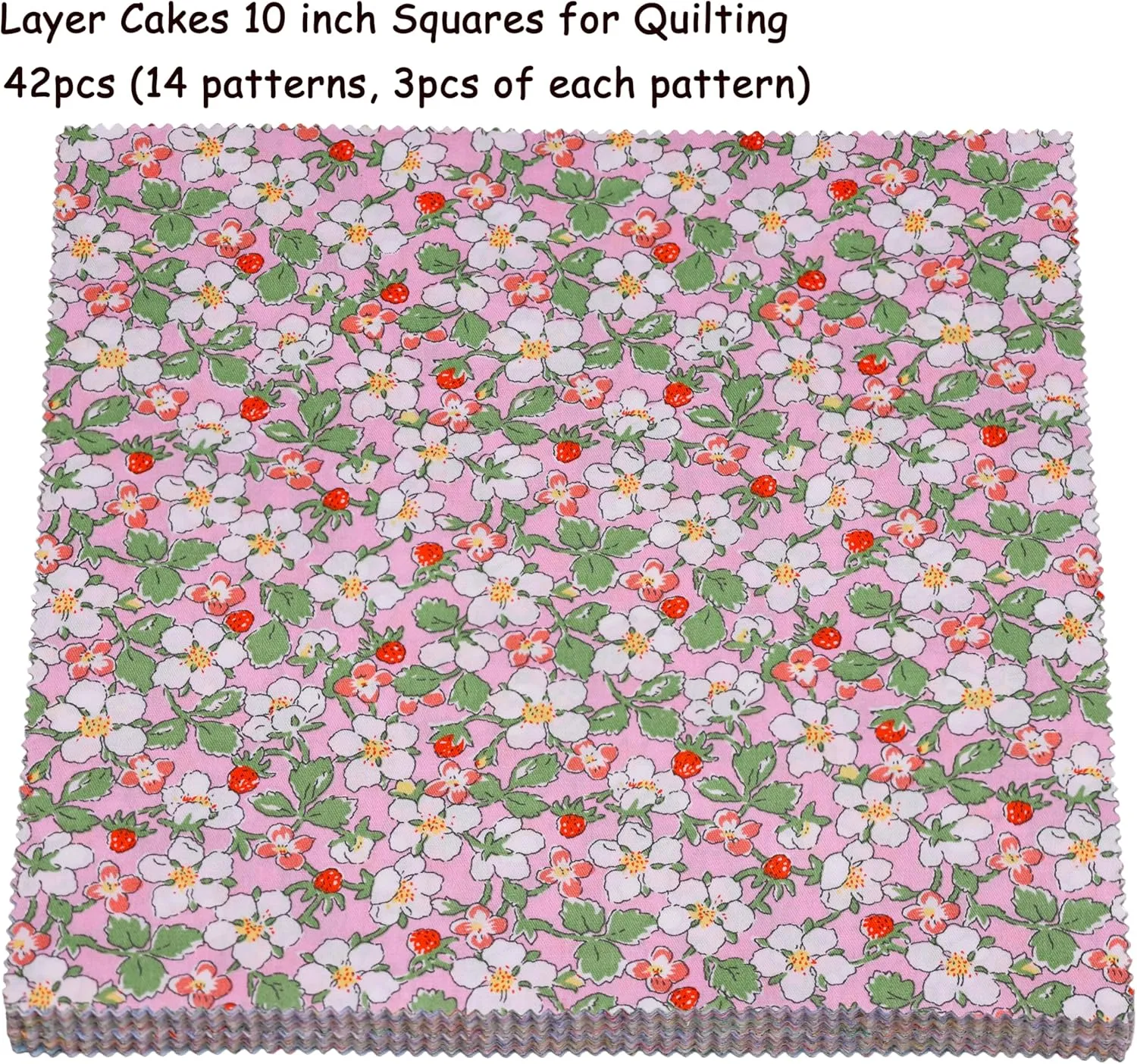 Layer Cakes 10 inch Squares for Quilting; Layer Cake Fabric for Quilting 10 inch; 42 10 x 10 inch Spring Floral Print Precut Cotton Fabric Squares Bundles for Sewing & Quilting Beginners