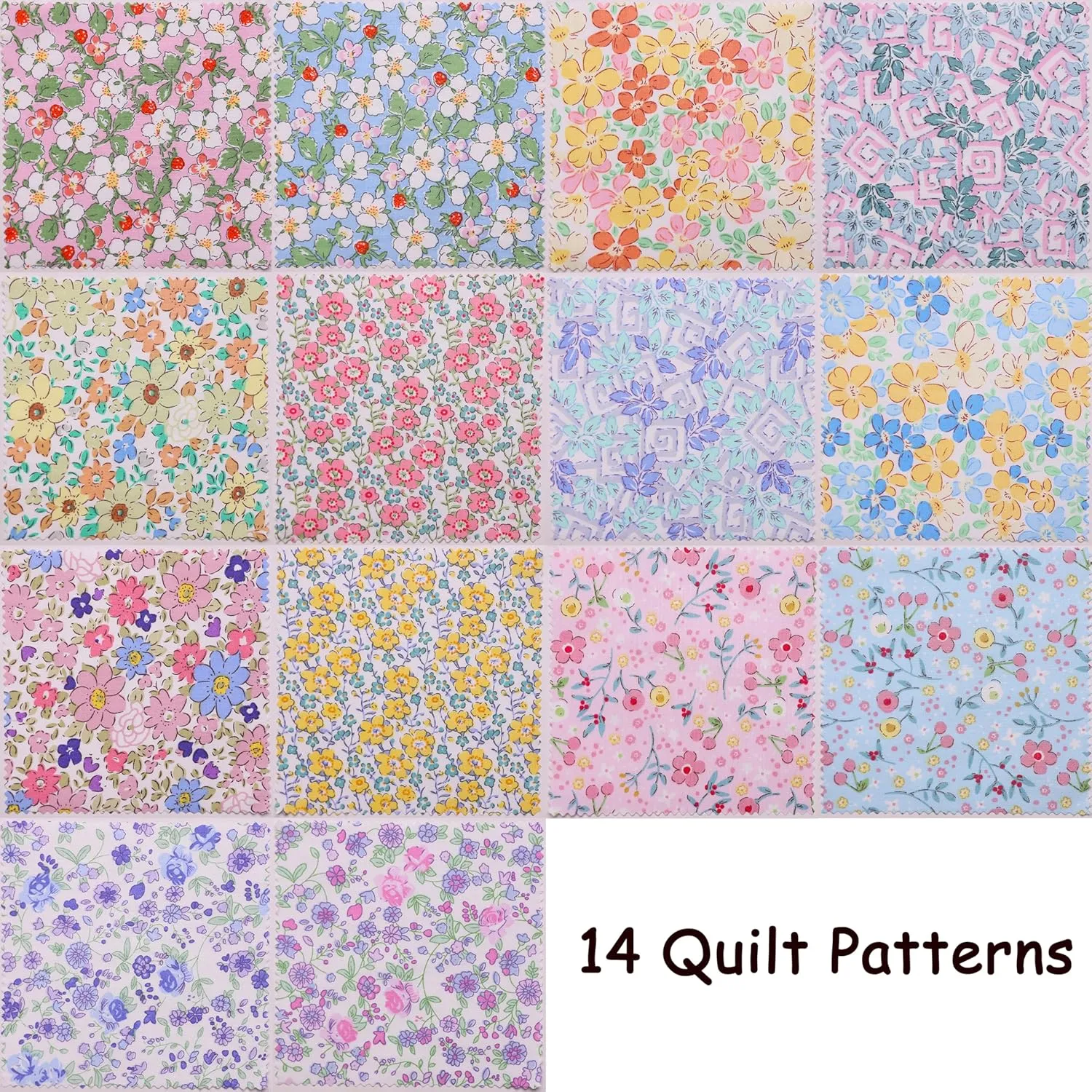 Layer Cakes 10 inch Squares for Quilting; Layer Cake Fabric for Quilting 10 inch; 42 10 x 10 inch Spring Floral Print Precut Cotton Fabric Squares Bundles for Sewing & Quilting Beginners