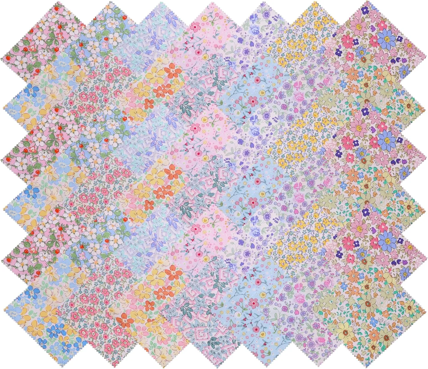 Layer Cakes 10 inch Squares for Quilting; Layer Cake Fabric for Quilting 10 inch; 42 10 x 10 inch Spring Floral Print Precut Cotton Fabric Squares Bundles for Sewing & Quilting Beginners