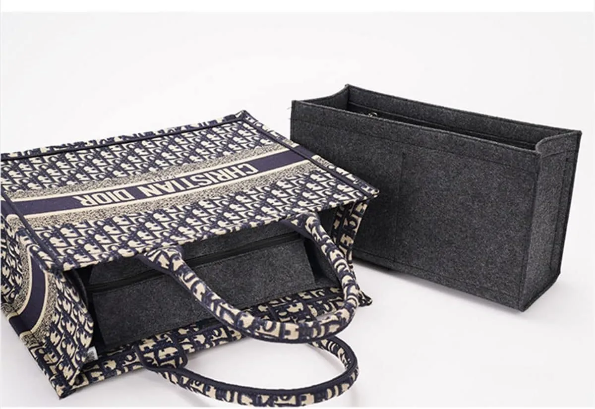 Lckaey Purse Organizer insert for book tote insert book medium tote insert 2008black grey-L