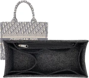 Lckaey Purse Organizer insert for book tote insert book medium tote insert 2008black grey-L