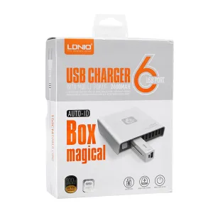 LDNIO Magical Box 6USB Port USB Charger with Mobile Power 2600 mAh (6 USB Adapter   Powerbank 2600 mAh)