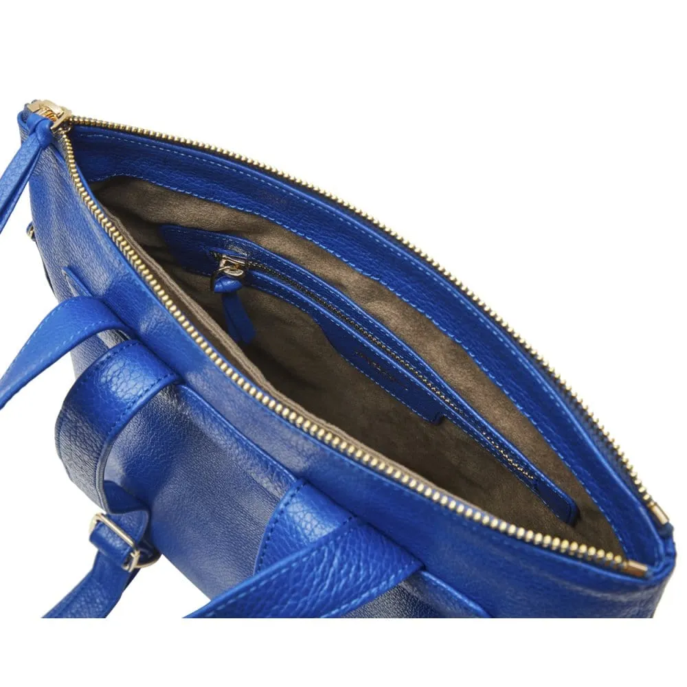Leather 13" Laptop Backpack - Cobalt