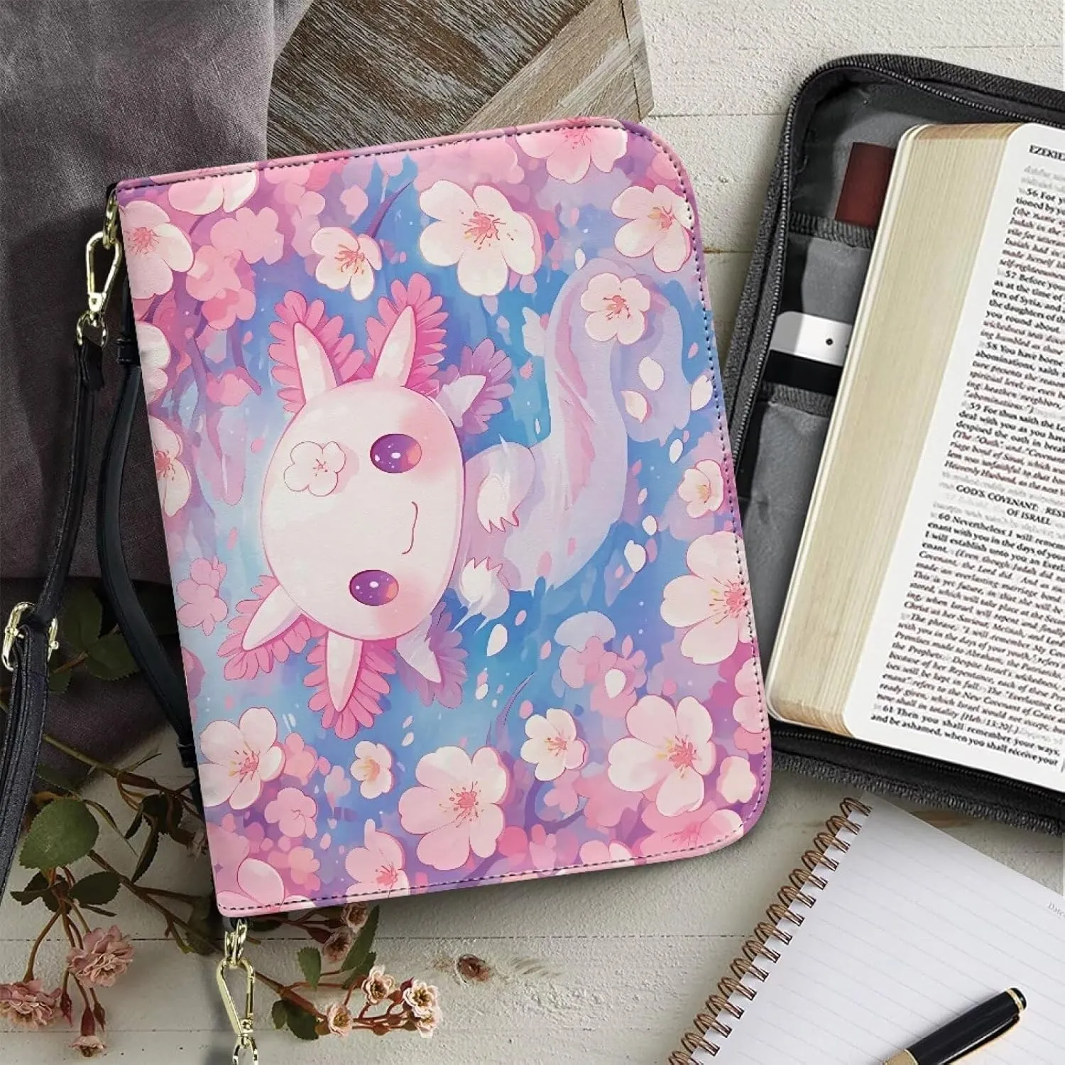 Leather Bible Bags with Shoulder Strap for Women Water Resistant Bible Book Covers