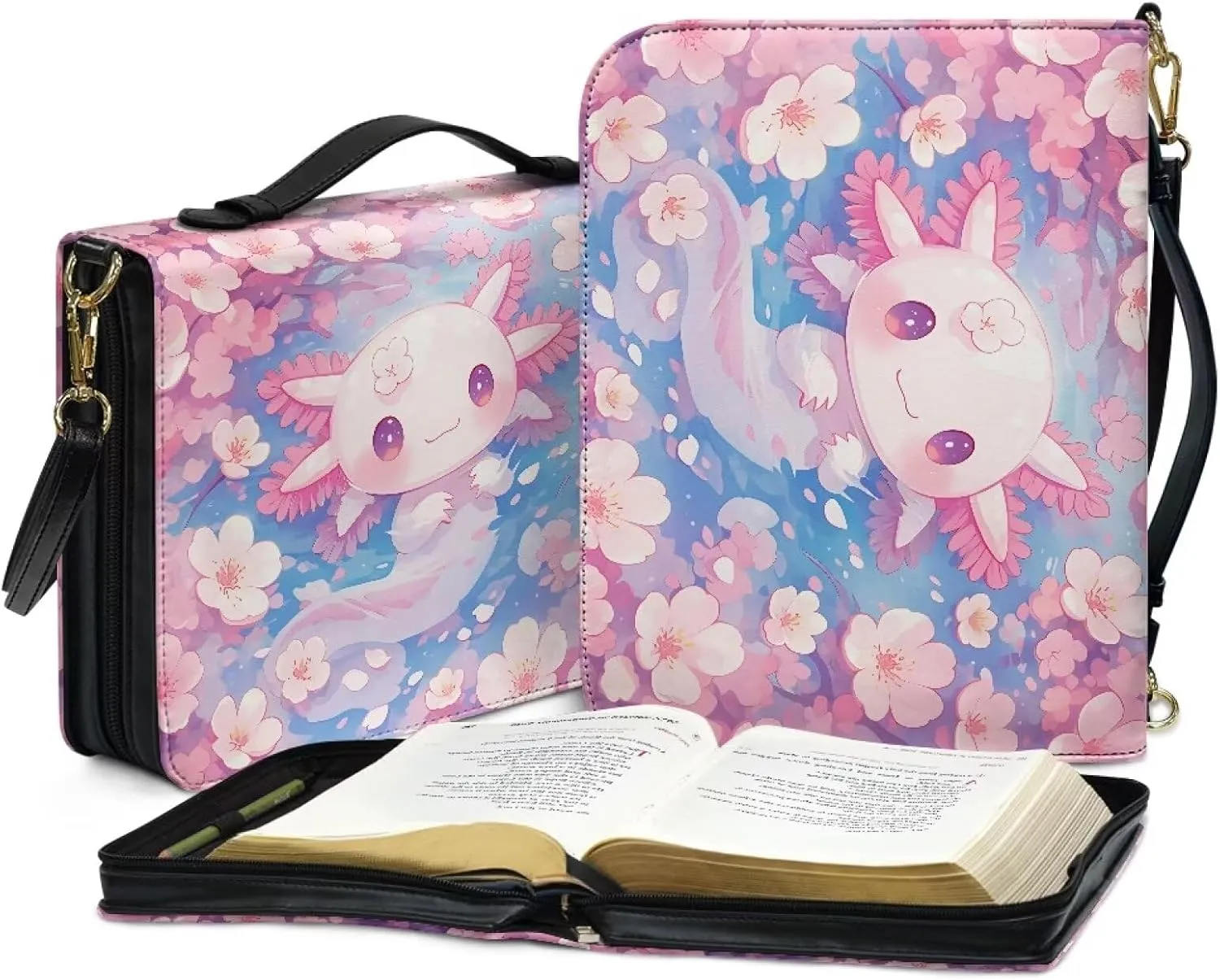 Leather Bible Bags with Shoulder Strap for Women Water Resistant Bible Book Covers